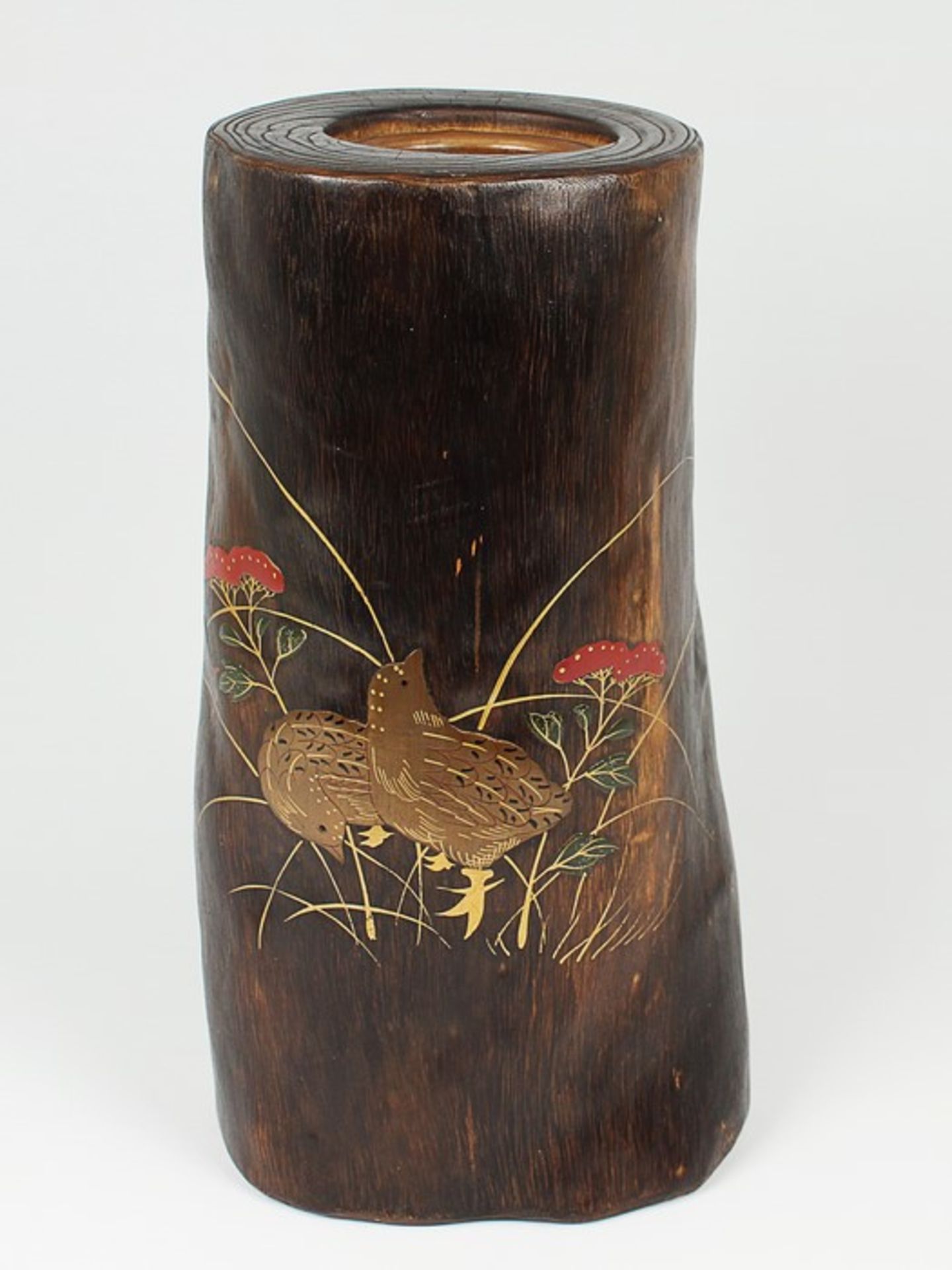 Vase - Japan20.Jh., hochwertiges Kunsthandwerk, Vase in Form eines Baumstamms ausgearbeitet,