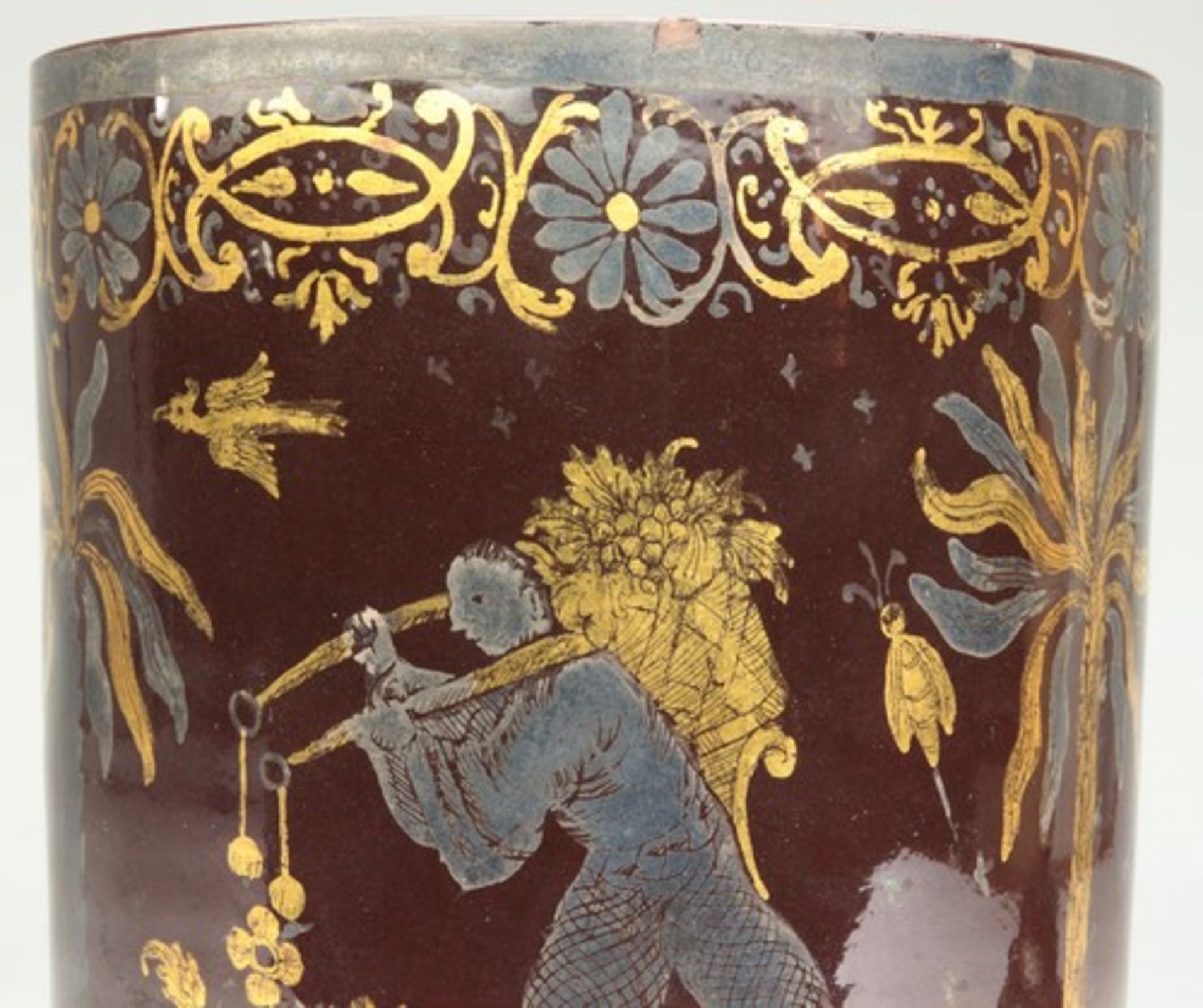 Fayence - Becher1728-1744, Bayreuth, Knöllerperiode, roter Scherben, kaffeebraune Glasur, seltener - Bild 8 aus 12