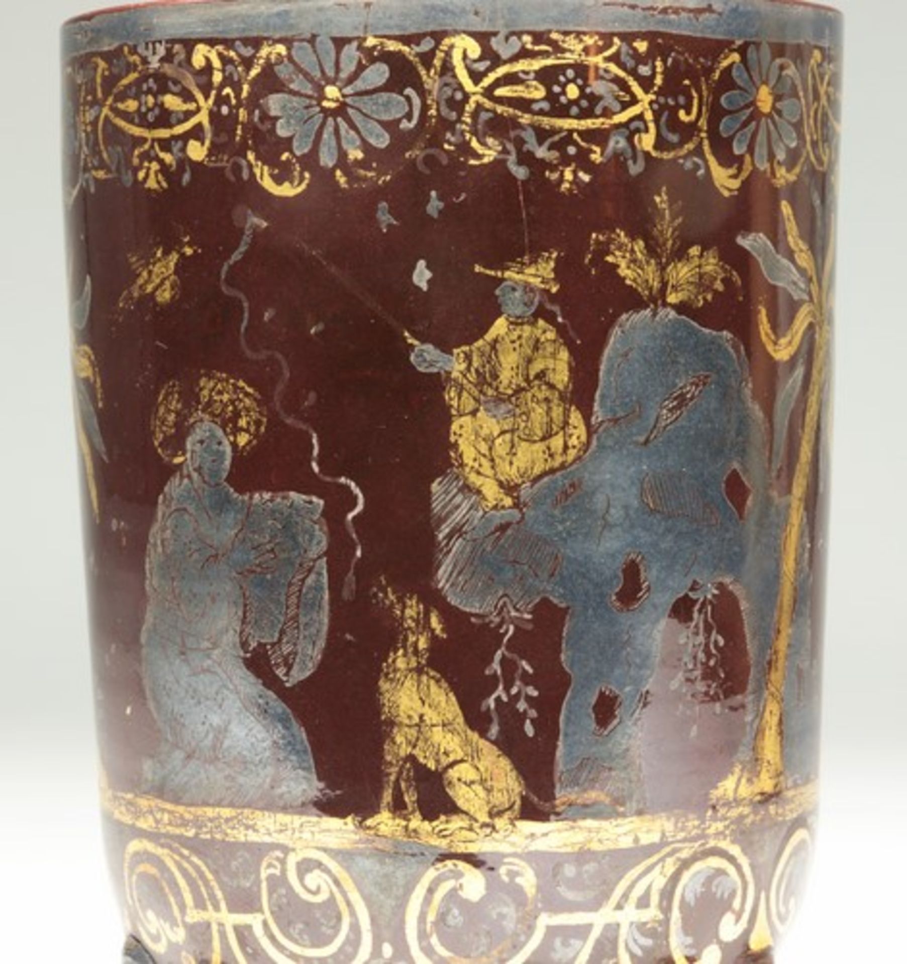 Fayence - Becher1728-1744, Bayreuth, Knöllerperiode, roter Scherben, kaffeebraune Glasur, seltener - Bild 10 aus 12