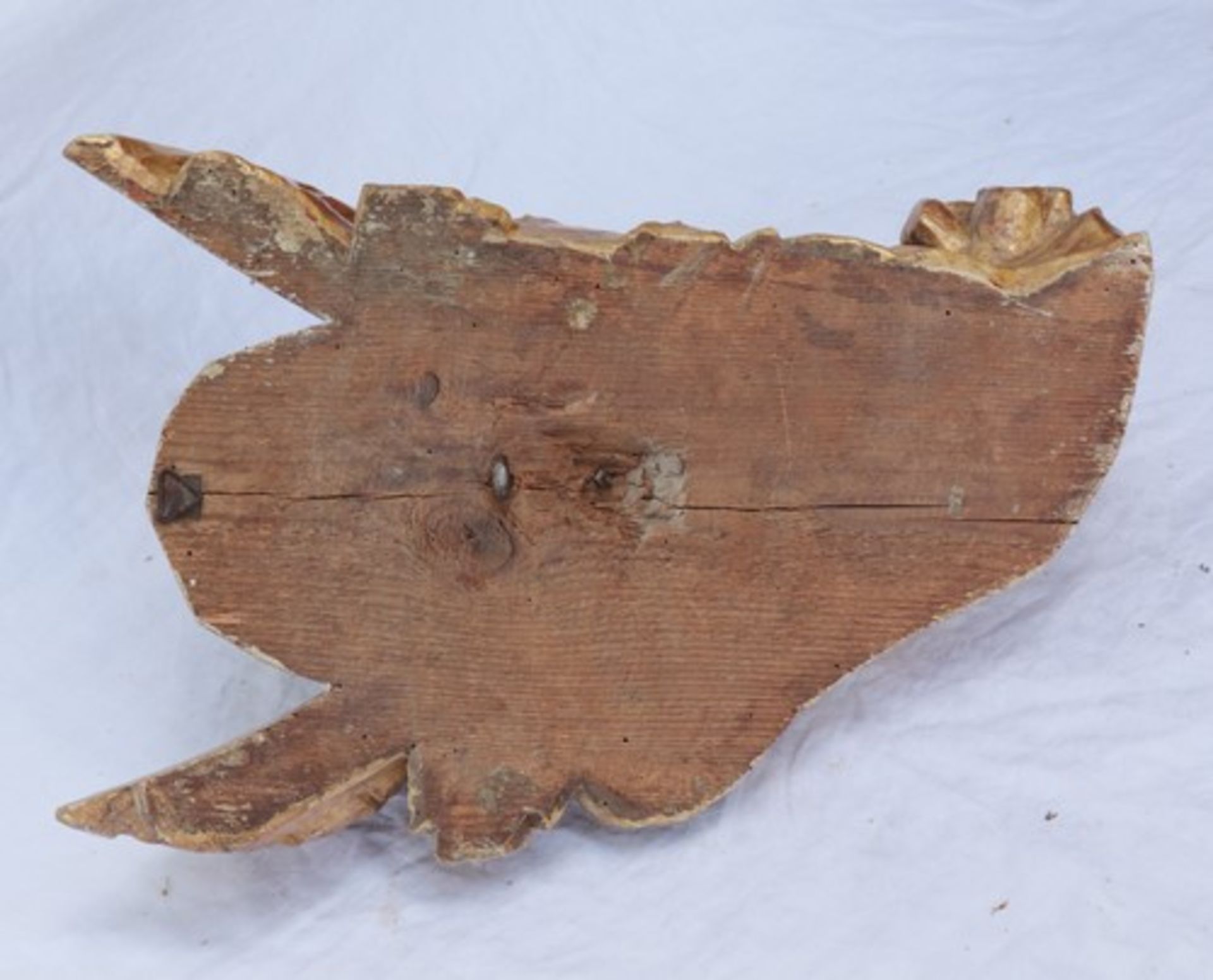 Engelskopf18./19.Jh., Holz, geschnitzt, halbplast. Kopf mit Flügeln in einem Akanthusblatt - Bild 5 aus 6
