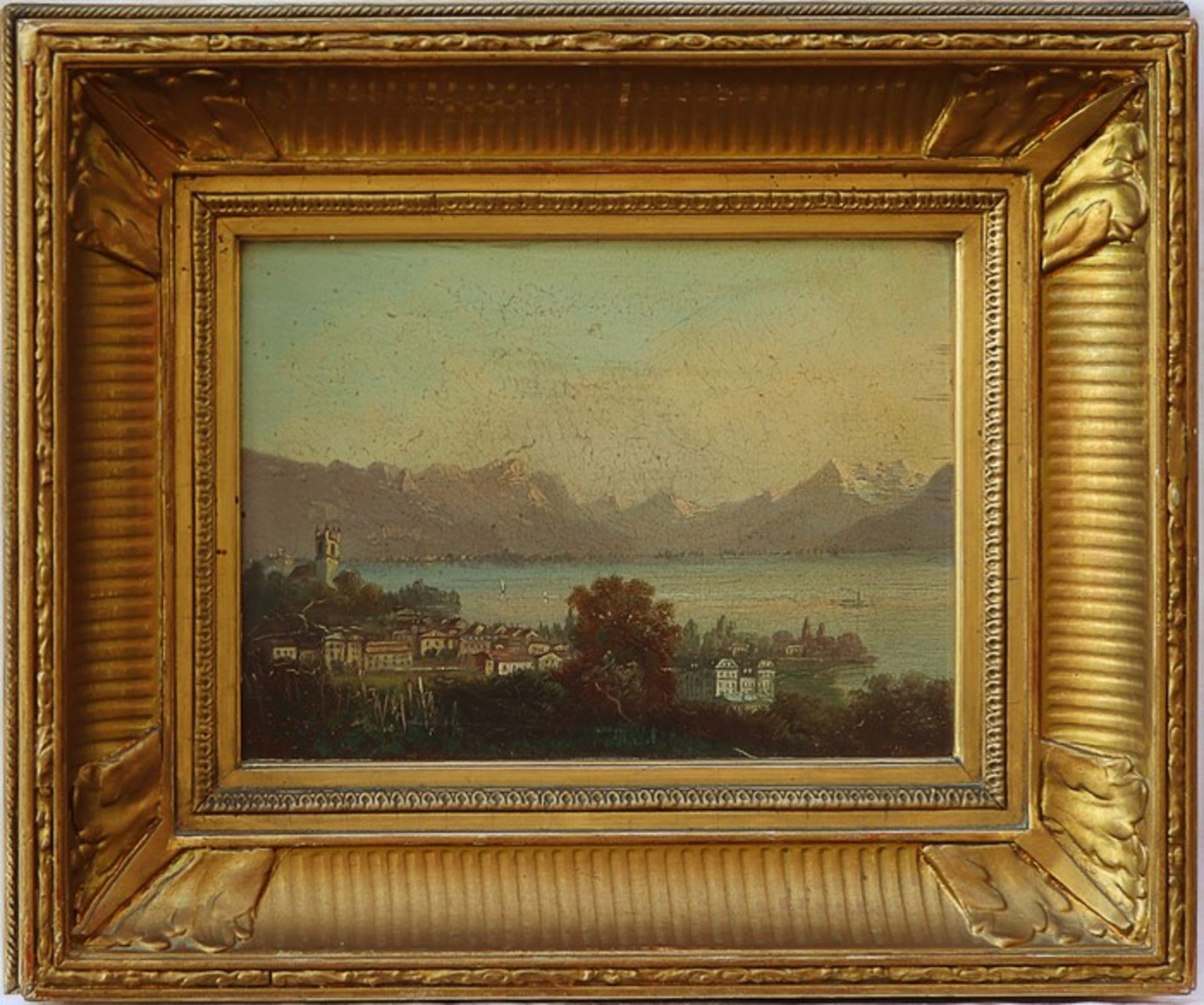 Unsigniert - Pendant19. Jh., Italien, "Oberitalienische Seenlandschaften", Öl/Malkarton, " 2 St., - Bild 3 aus 4