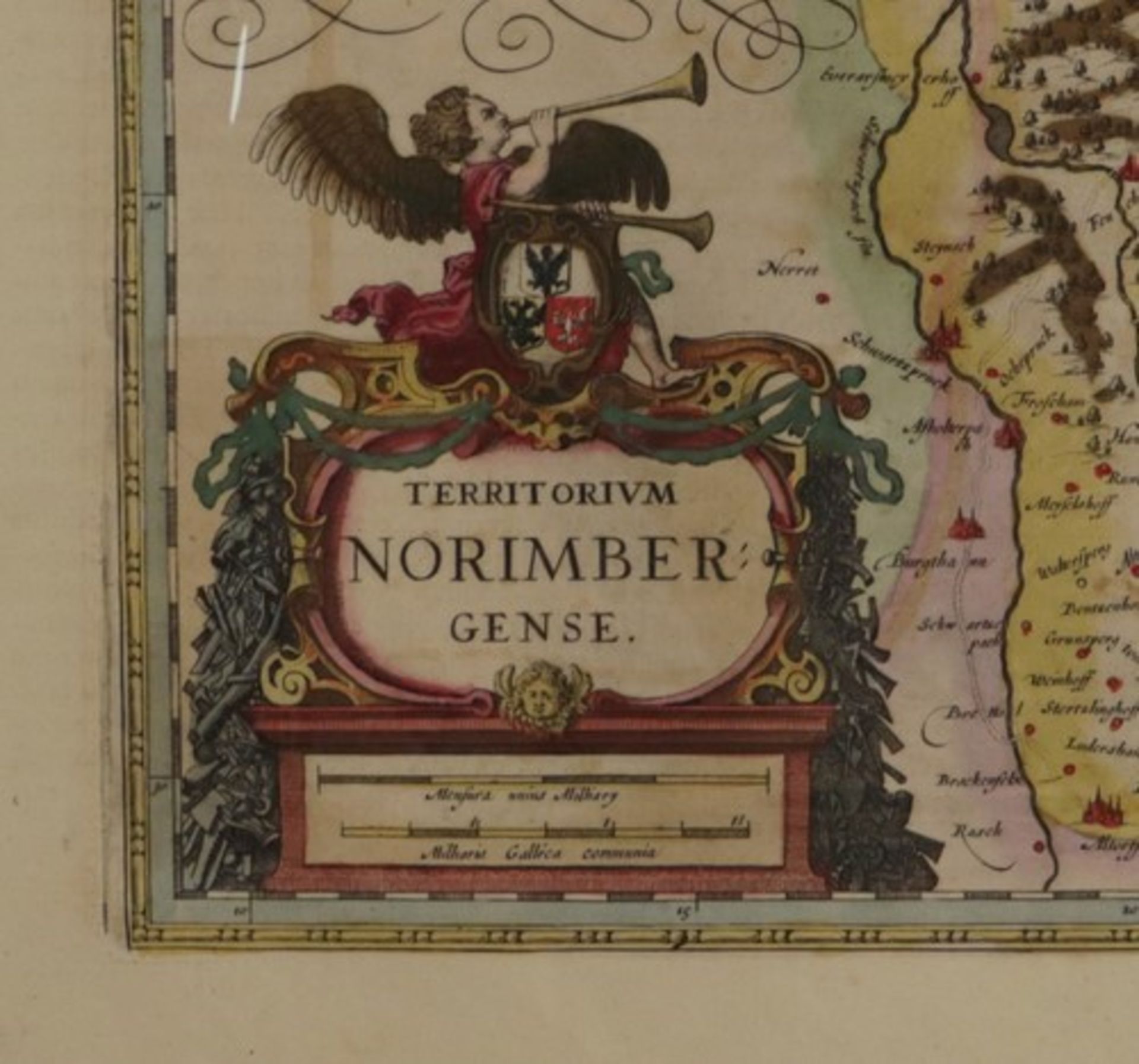 Nürnberg - Karte"Territorium Norimbergense", kolorierte Kupferstichkarte von Johannes Jansonius - Bild 2 aus 3