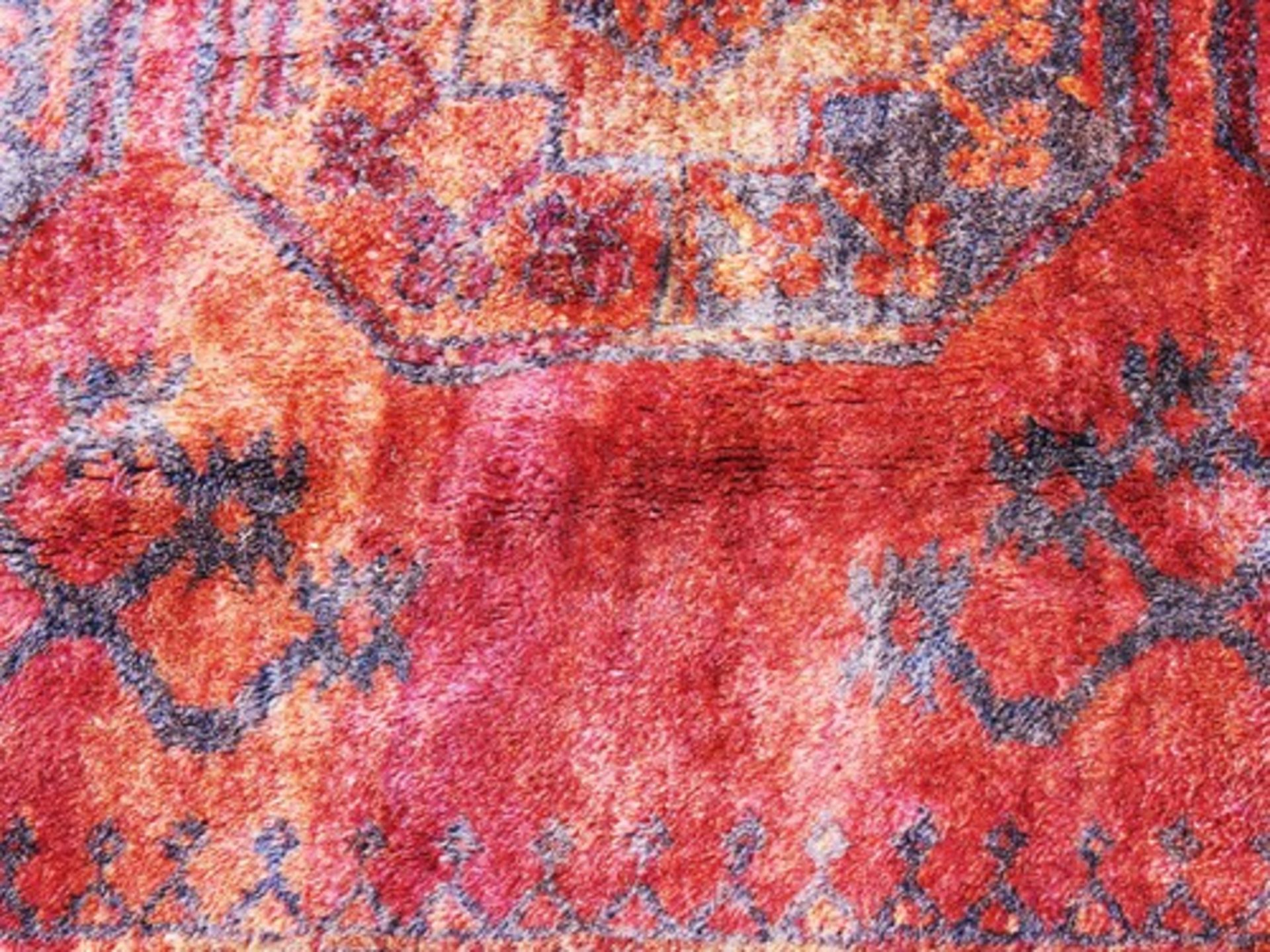 OrientteppichAfghanistan, Wolle/Wolle, hoher Flor, rot/gold, schwarz, mehrfach Bordüre, im Feld 2 - Image 5 of 8