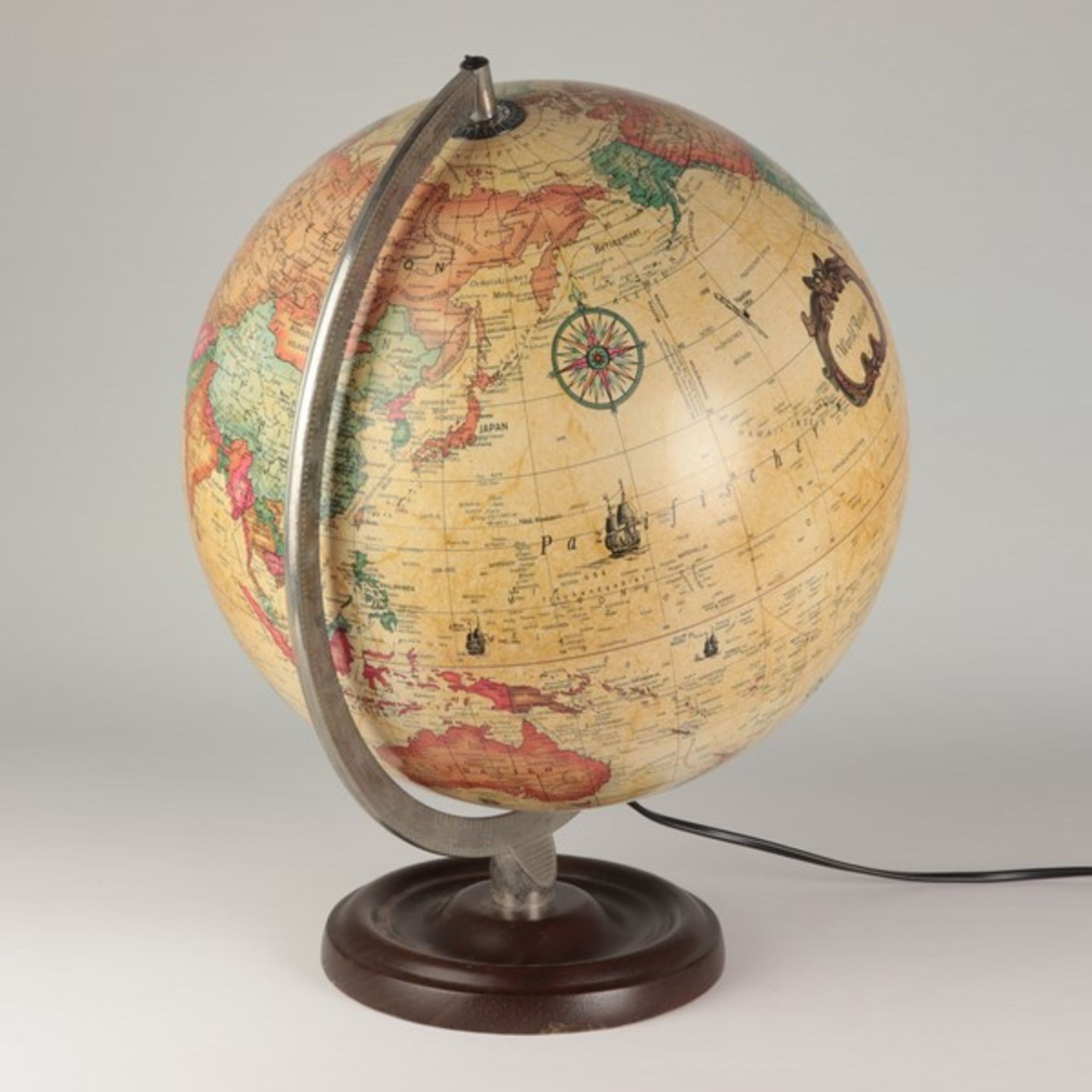 Globusdat. 1980, us. Klebeetikett scan globe Type II, made in Denmark, kartographiert v. Karl F. - Bild 2 aus 8