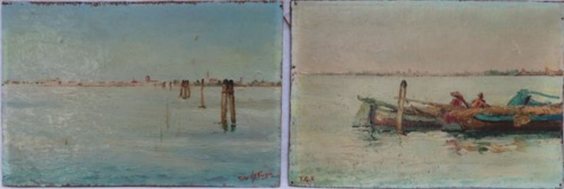 Fuga,Tito Giacinto - Pendant1.H. 20. Jh., venezianischer Maler, 2 Ölgemälde " Ansichten von