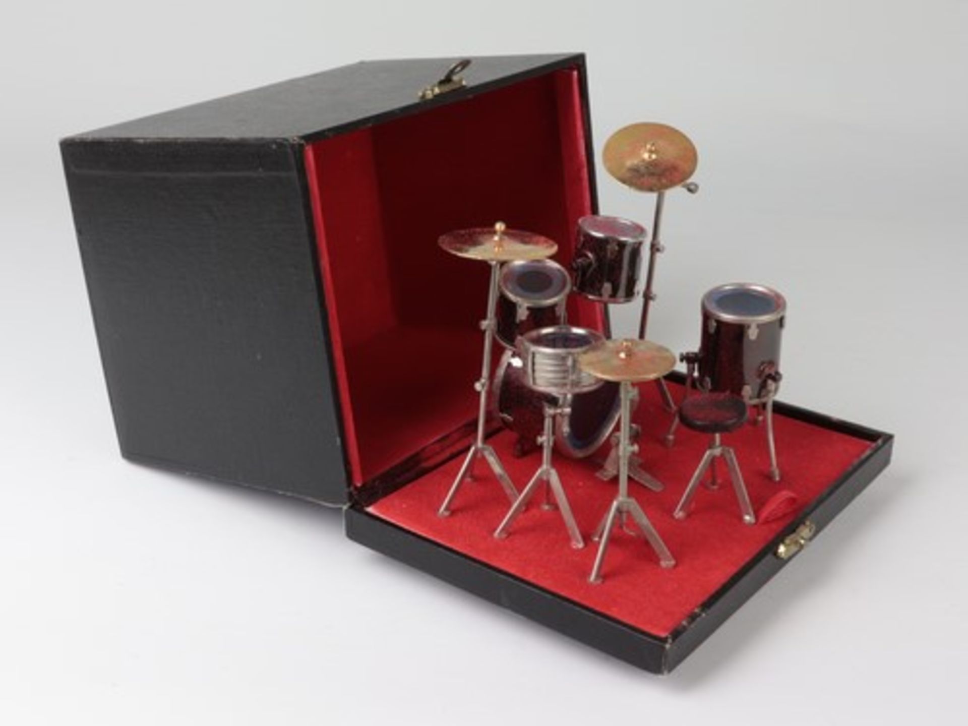 MiniaturinstrumentMetall, Kunststoff, Schlagzeug in schwarzem Kasten, Alterssp., Kasten 13 x 17 x - Bild 4 aus 4