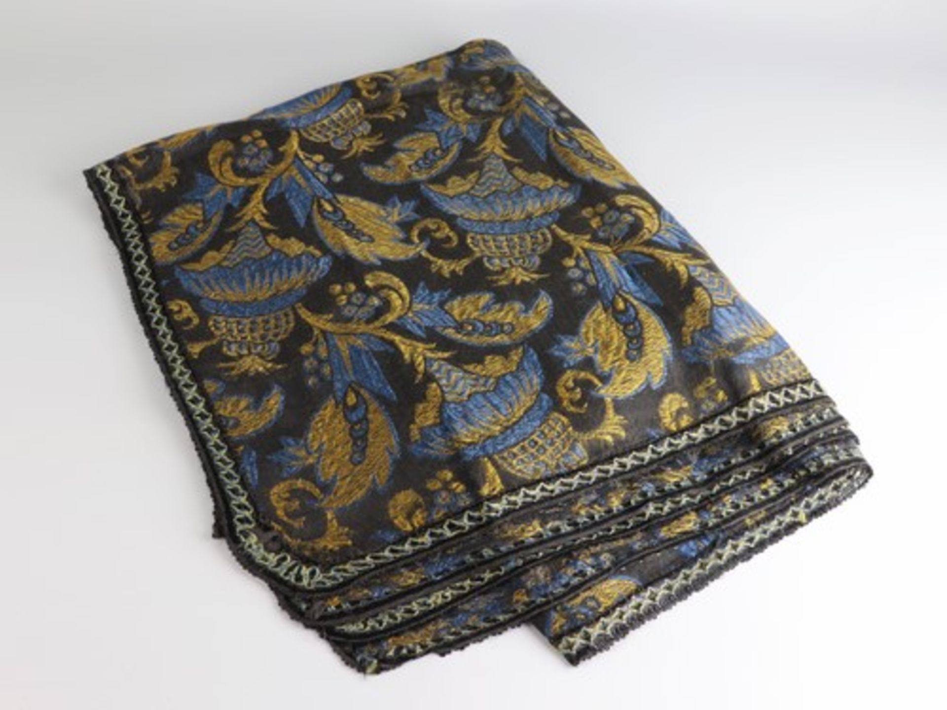 Tischdecke - Art-découm 1920, schwarz, gold, blau, orientalisch anmutendes florales Muster,