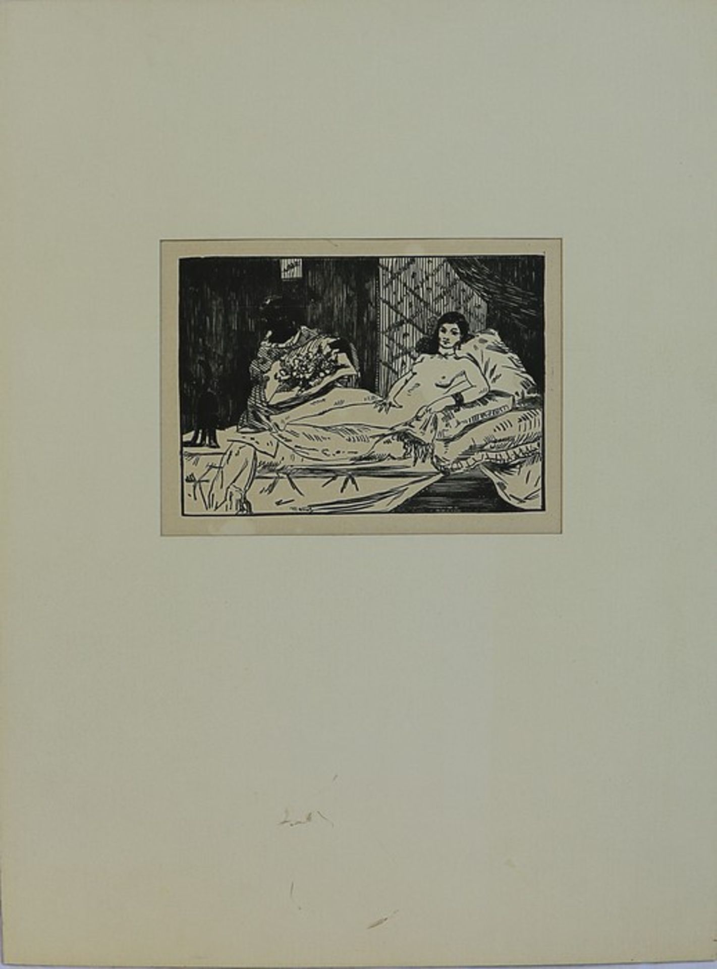 Manet, Édouard1832 Paris - 1883 ebd., "Olympia", bez. "Original-Holzschnitt", nach dem gleichnamigen