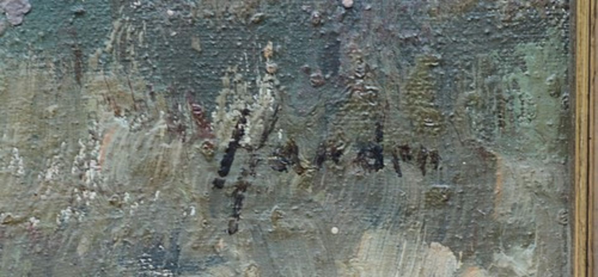 HauderAnfang 20. Jh., "Heidelandschaft", Öl/Lwd., getupfter, leicht impressionistischer Farbauftrag, - Bild 3 aus 4