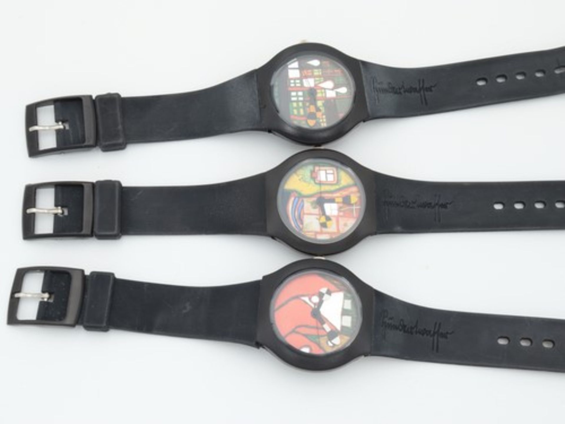 Hundertwasser - Künstlerarmbanduhren3 St., limitierte Edition, 1x City-Lights, Nr.637/5000, 1x - Bild 3 aus 9