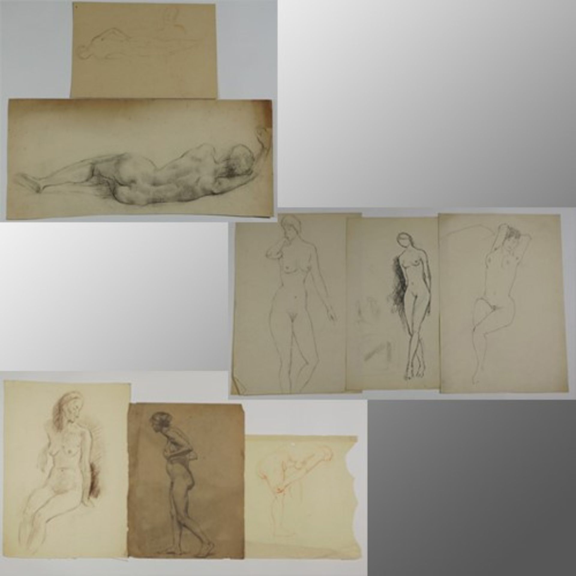 Hemmerlein, Karl21 Zeichnungen, Skizzen/Studien, Frauenakte in unterschiedlichen Haltungen, 1x als