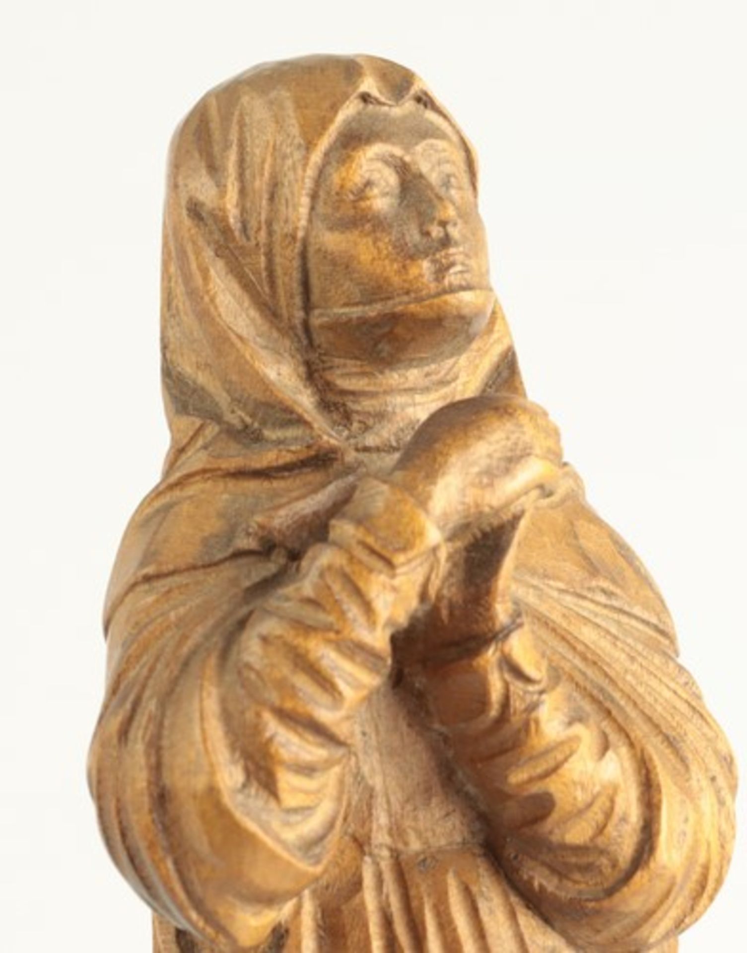 Madonna20.Jh., wohl Bergmann, vollplastische Holzschnitzerei, Nürnberger Madonna, m. Kopftuch, - Bild 4 aus 6