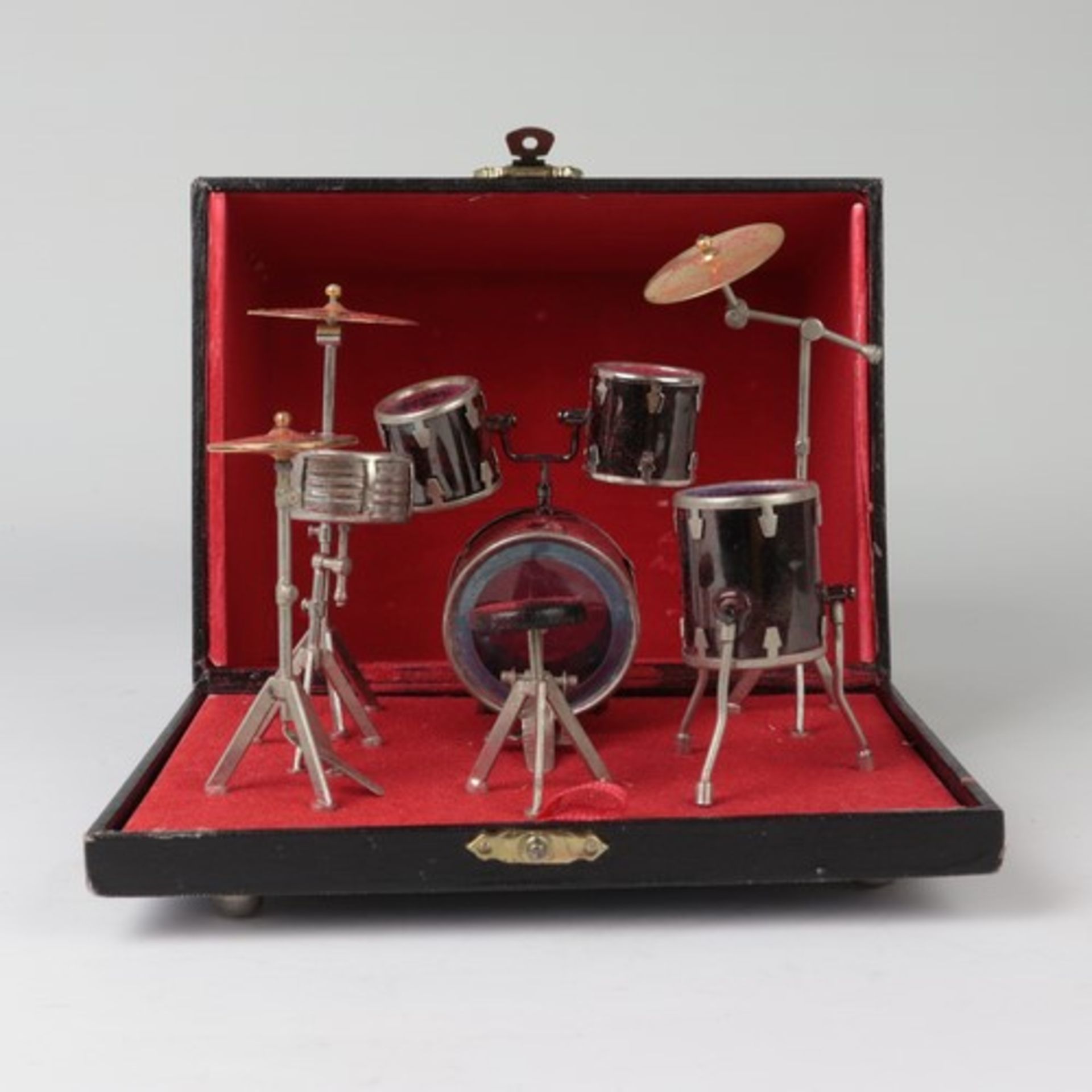 MiniaturinstrumentMetall, Kunststoff, Schlagzeug in schwarzem Kasten, Alterssp., Kasten 13 x 17 x - Bild 3 aus 4
