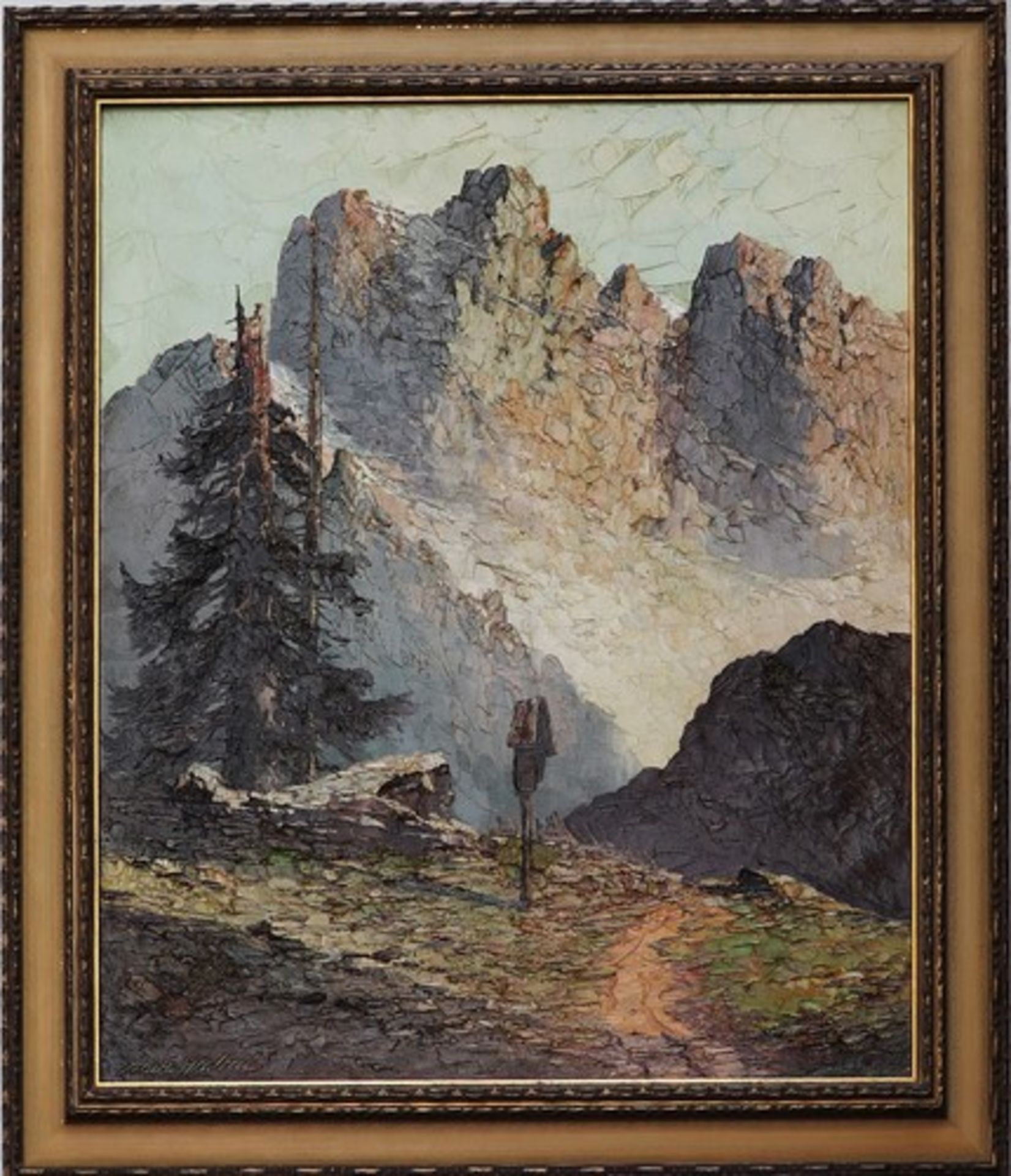 Graboné, Arnold"Palagruppe - Dolomiten", Öl/Lwd., breiter, pastoser Farbauftrag in
