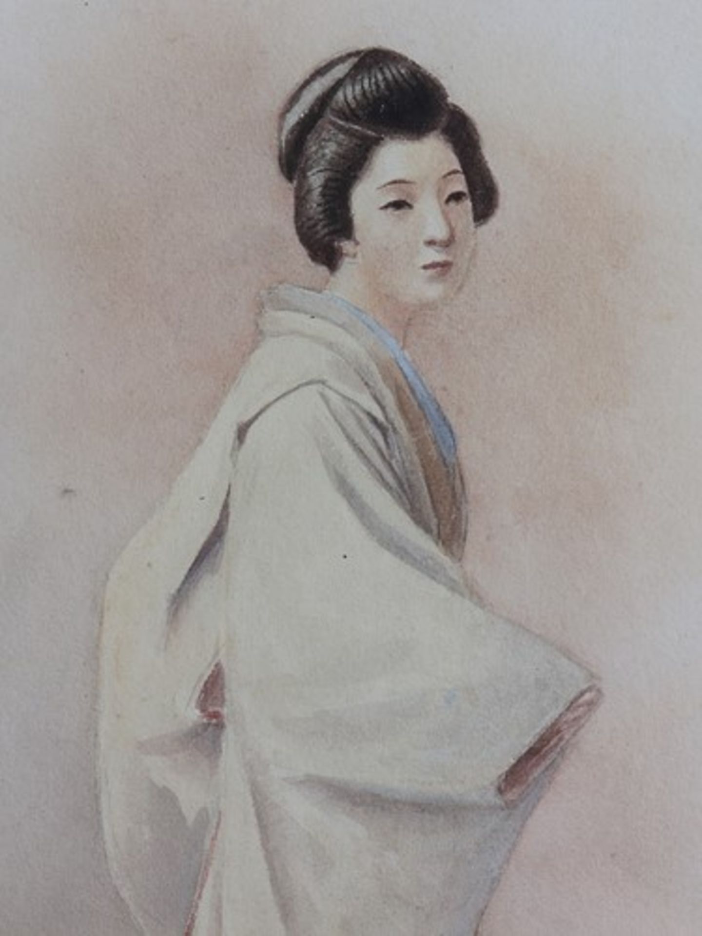 Aquarell - Japanum 1910/20, japanische Dame in traditioneller Kleidung, l. sign., RhG, Ra. - Bild 2 aus 4