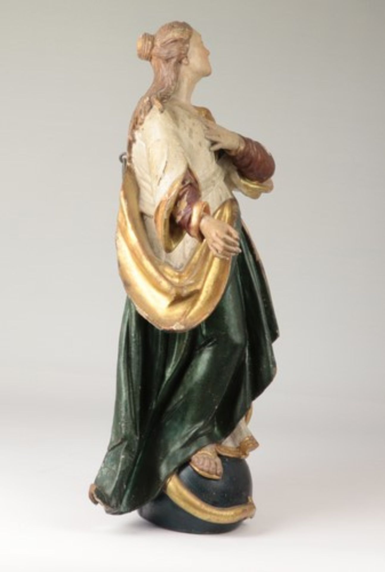 Mondsichelmadonna18. Jh., Holzskulptur, geschnitzt, stehende vollplast. Figur, Madonna mit dem - Image 3 of 6