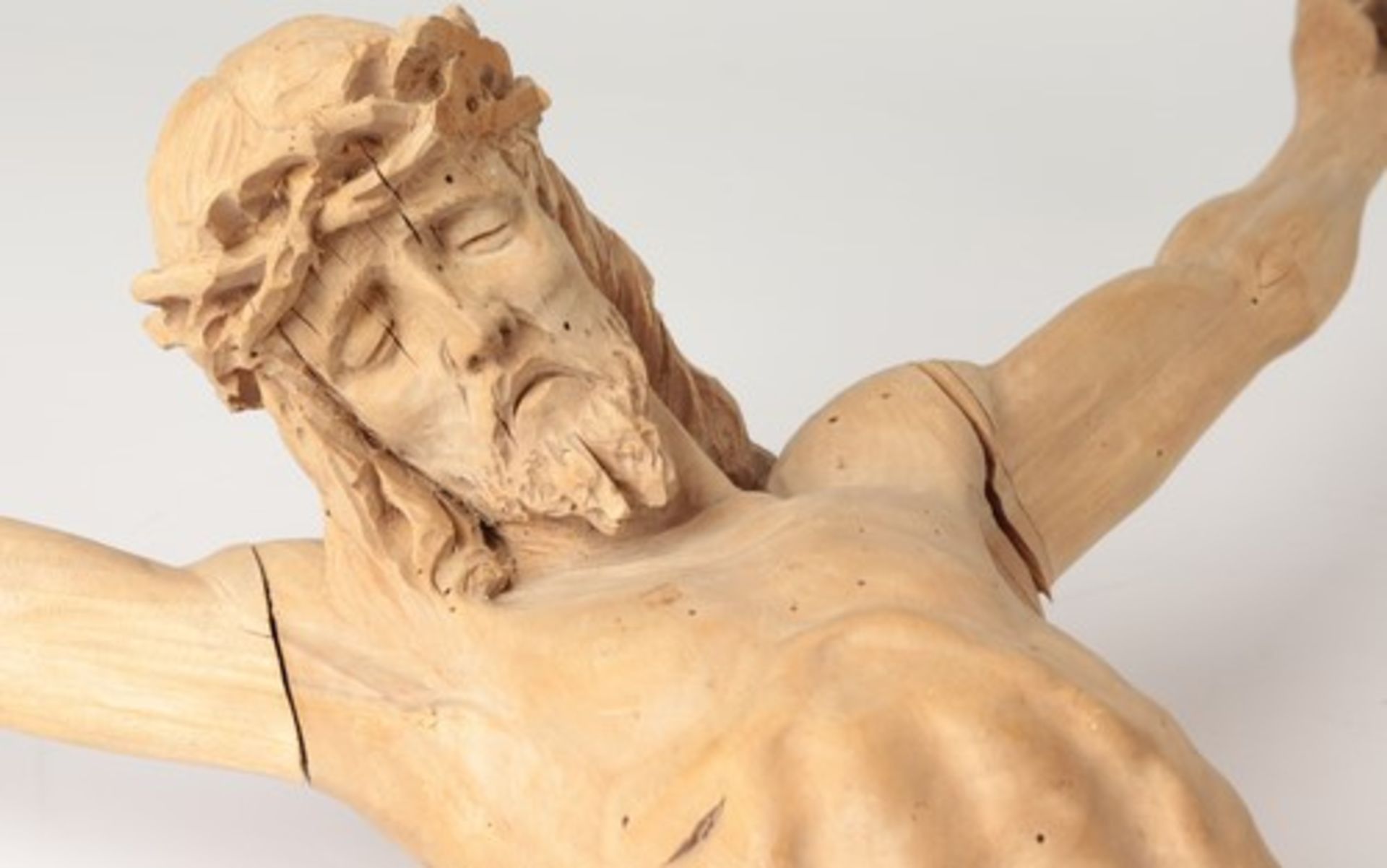 Christuskorpus19. Jh., Nadelholz, vollplastische Schnitzerei, Darstellung des gekreuzigten - Bild 2 aus 5