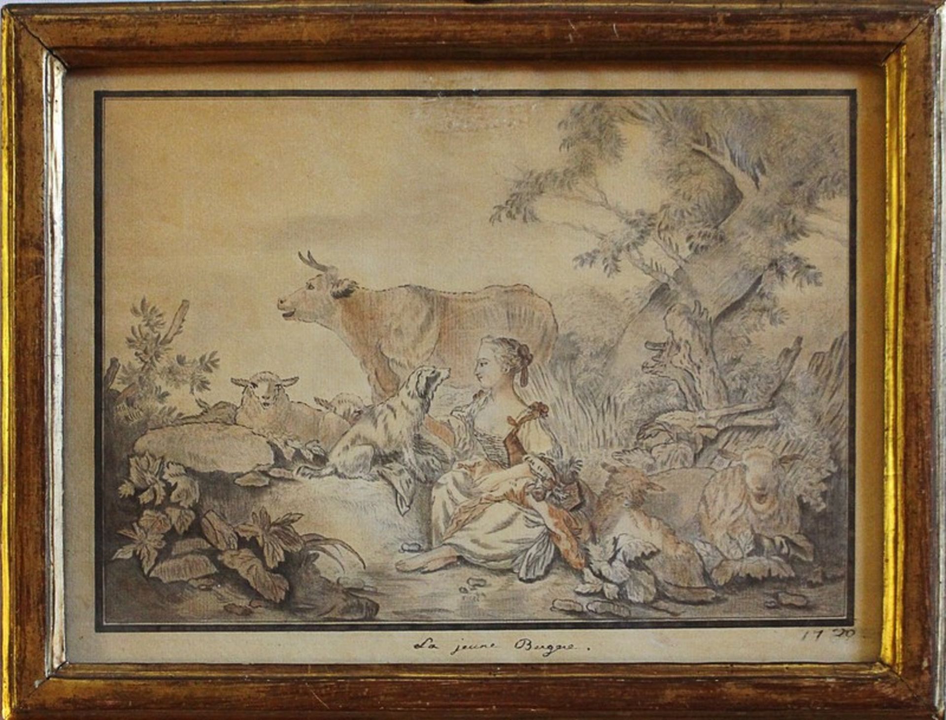 Huet, Jean-Baptistzugeschr., 1750 Lüttich-1802 Paris, bez. "La jeune Bergae", pastorale Szene m.