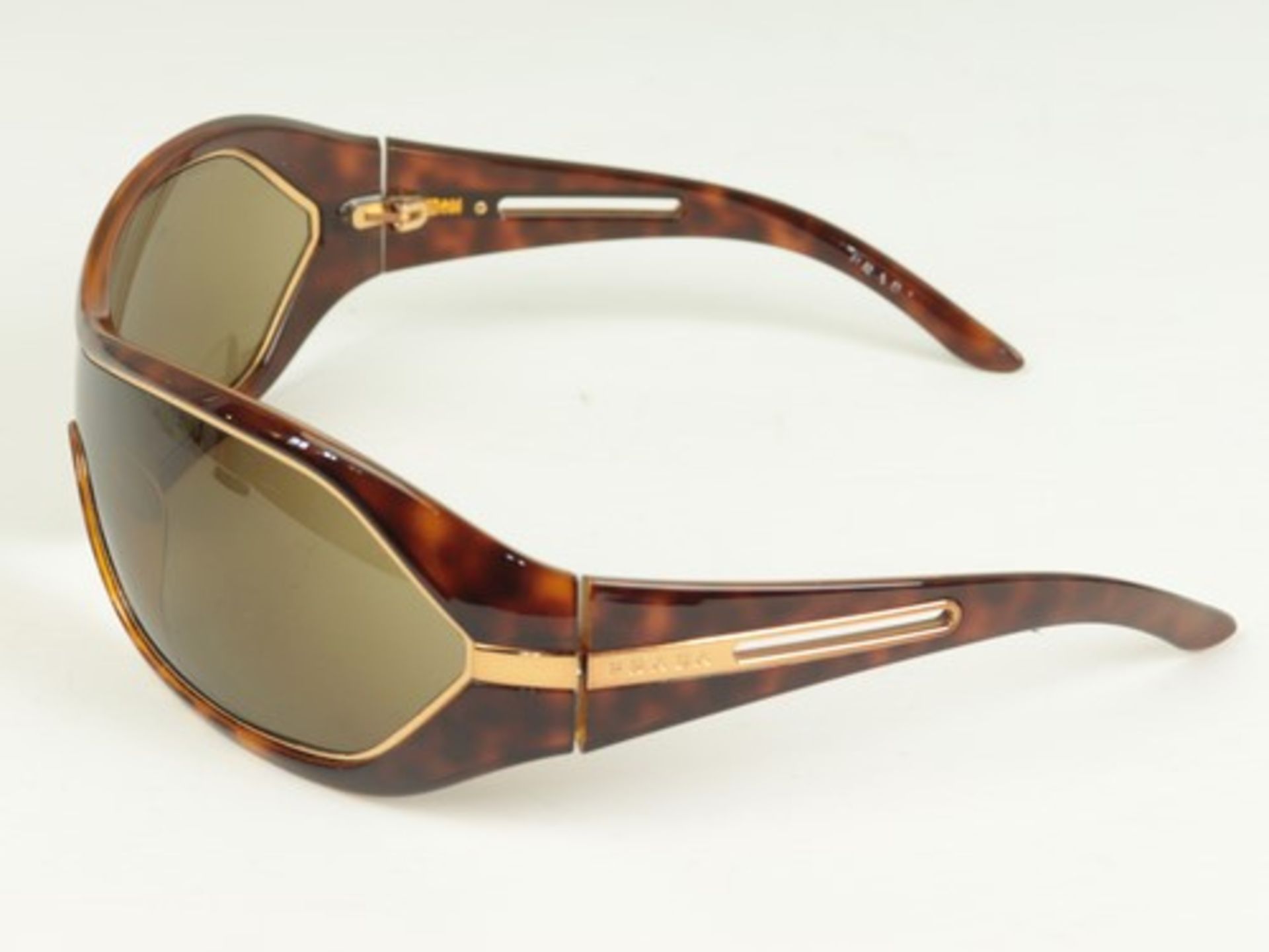 Prada - Sonnenbrilleschildpattfarbener Kunststoff, goldfarbene Zierleiste, verbundene gebogene - Bild 2 aus 5