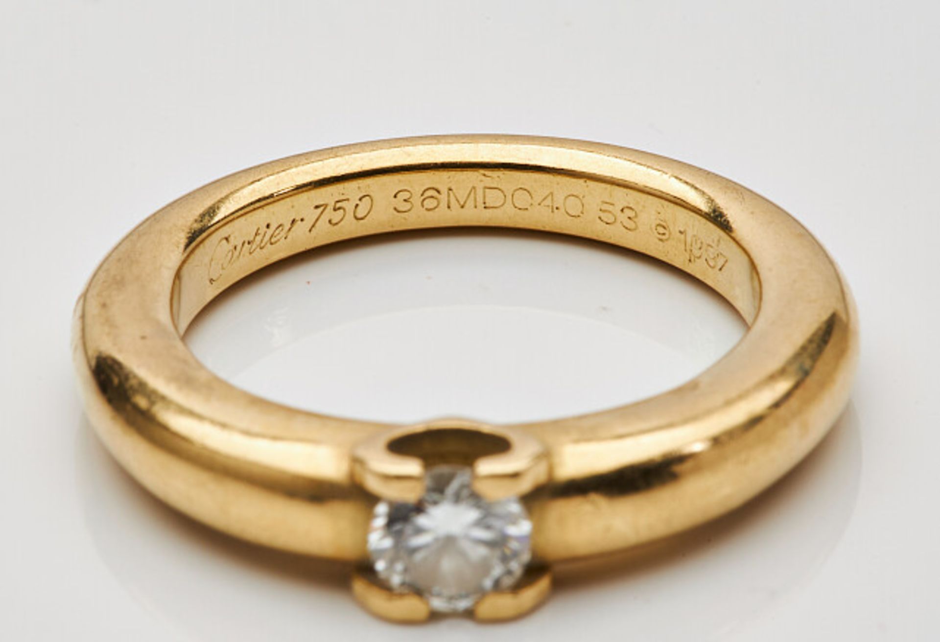 Deutsches Reich 1933 - 1945 - Schmuck und Juwelen : Cartier Goldring mit Brilliant, 0,50 Ct. - Bild 4 aus 5
