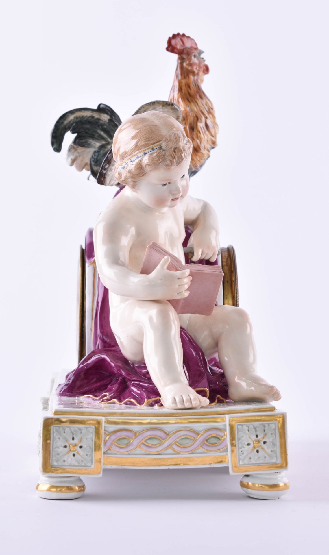 Louis XVI fireplace clock Meissen around 1860house painter, designed by Victor Michel Acier around - Bild 2 aus 7