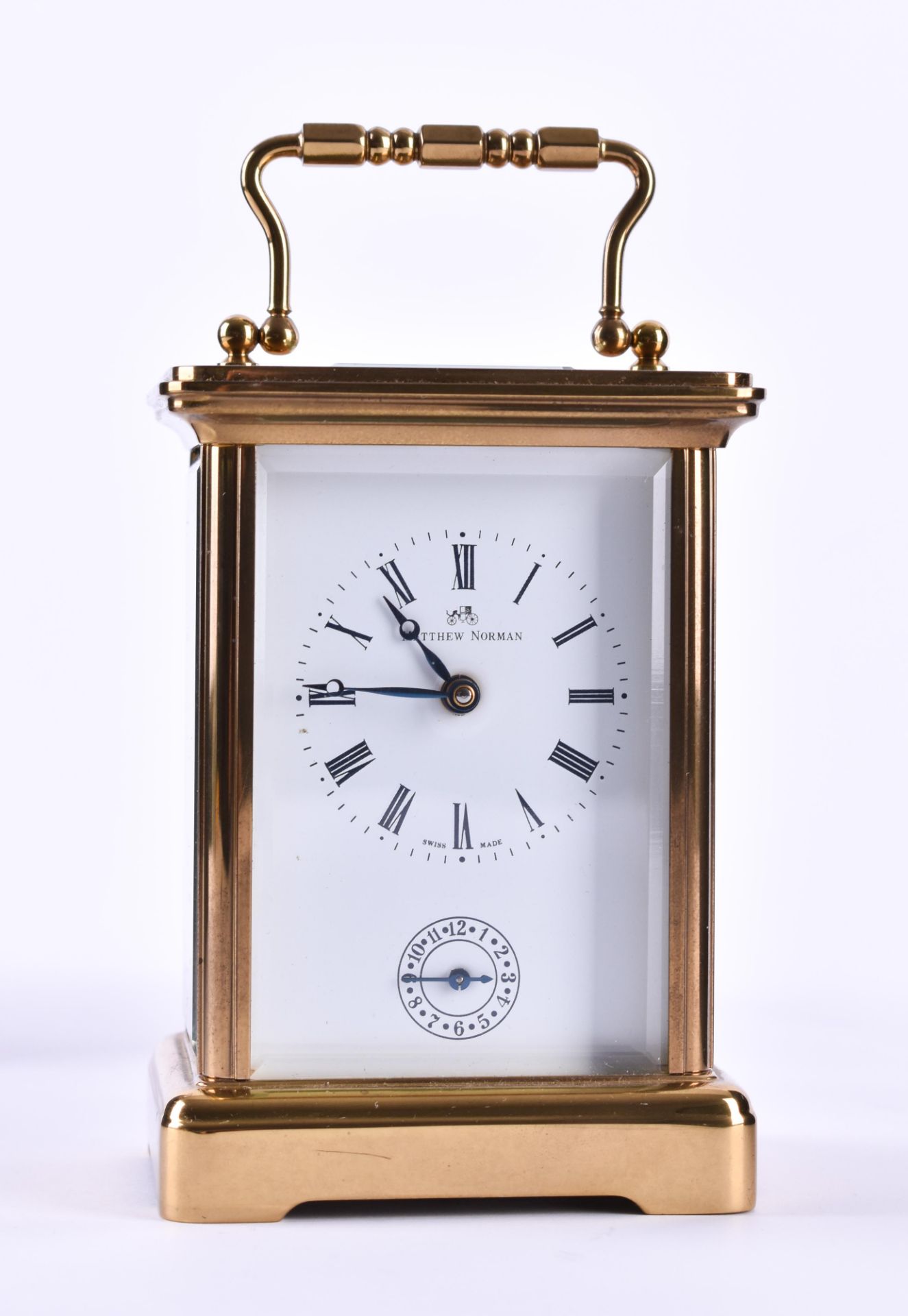 Small travel alarm clock Matthew NormanSwitzerland, brass housing glazed on all sides with