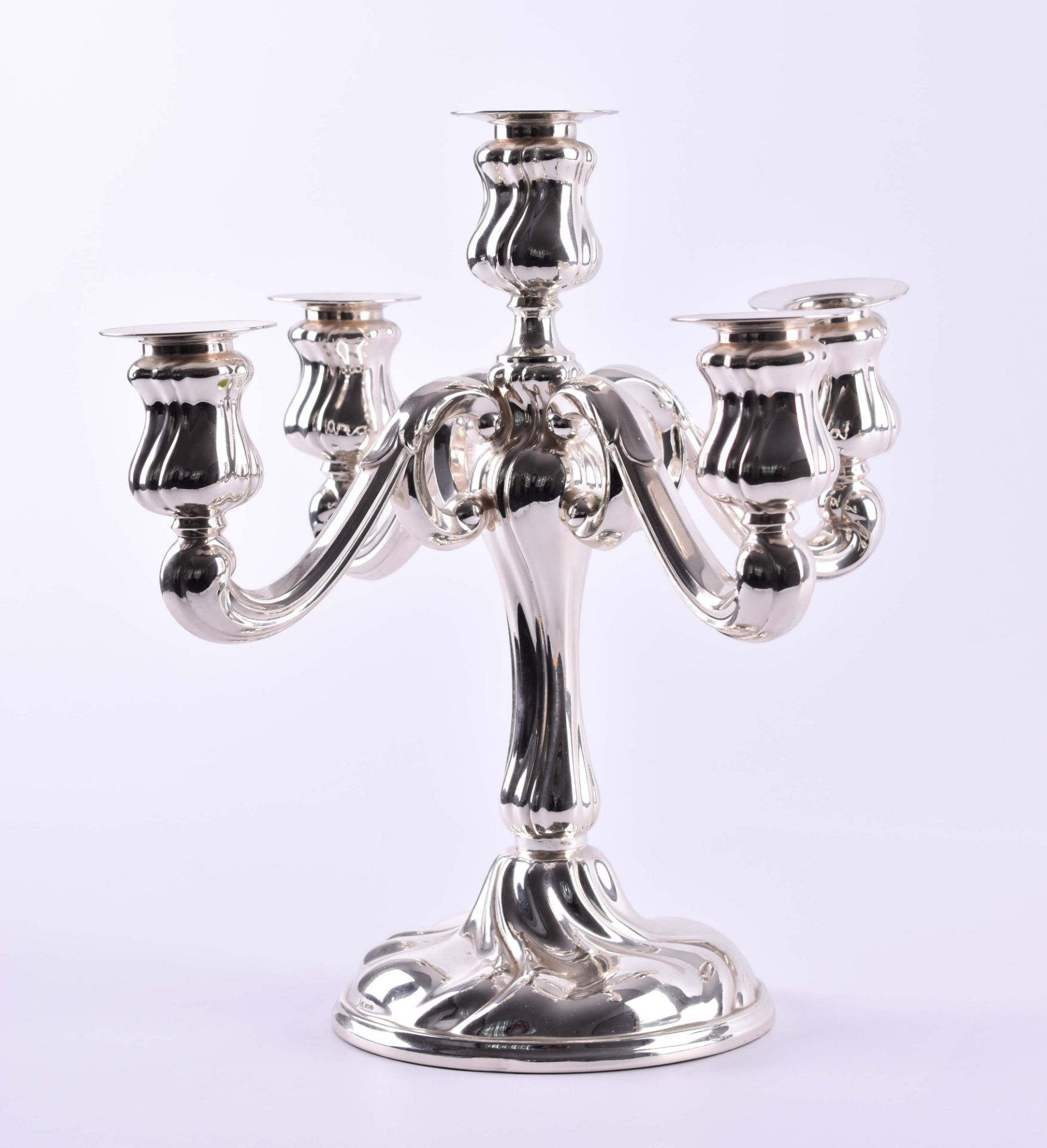 5-armed silver chandelierSilver, hallmarked, 925, height: 28 cm, raw weight: 982 g5-armiger