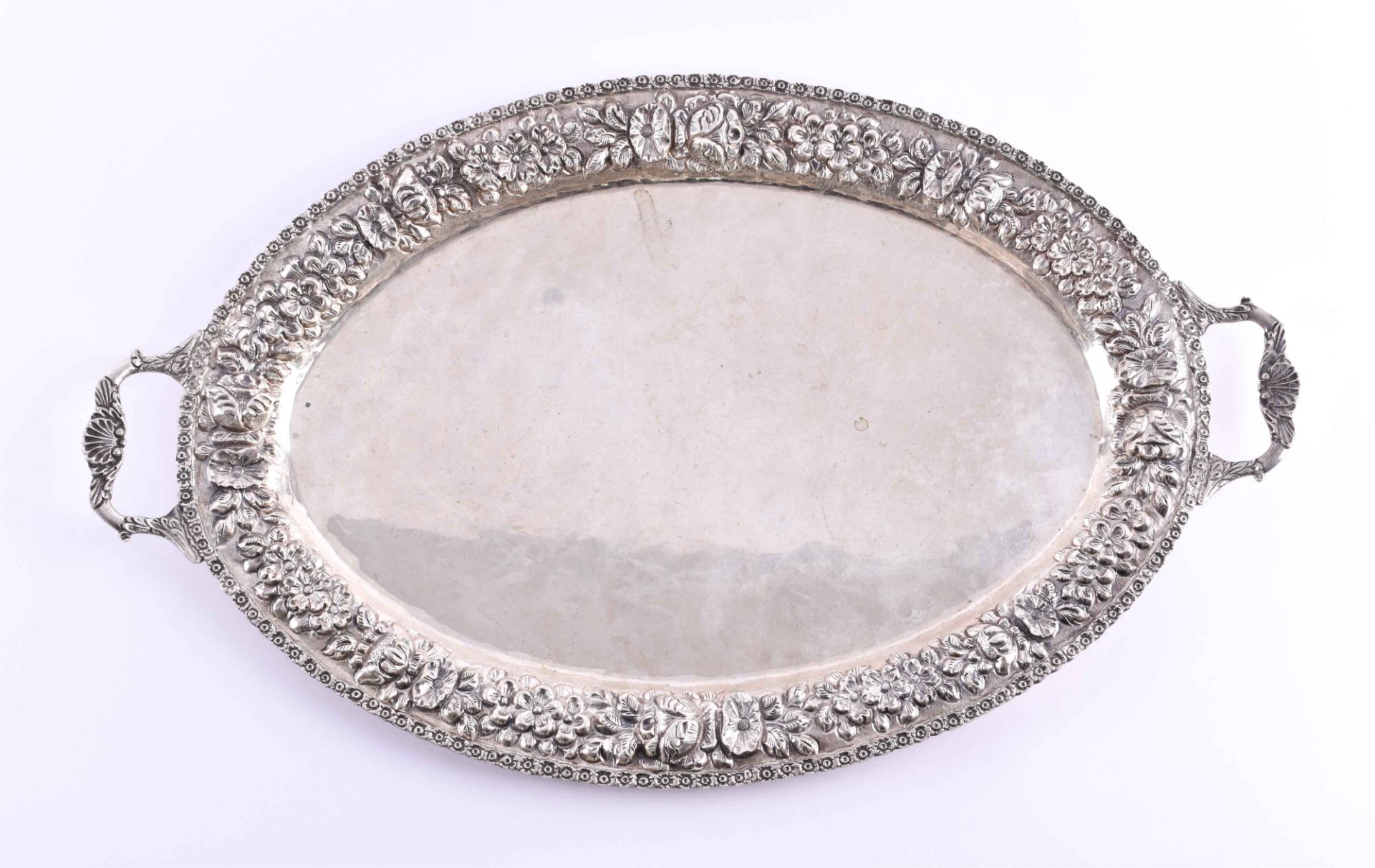 Silber tray900 silver, hallmarked, Arabic hallmark, silver checked, 56.5 cm x 34 cm x 3 cm, total