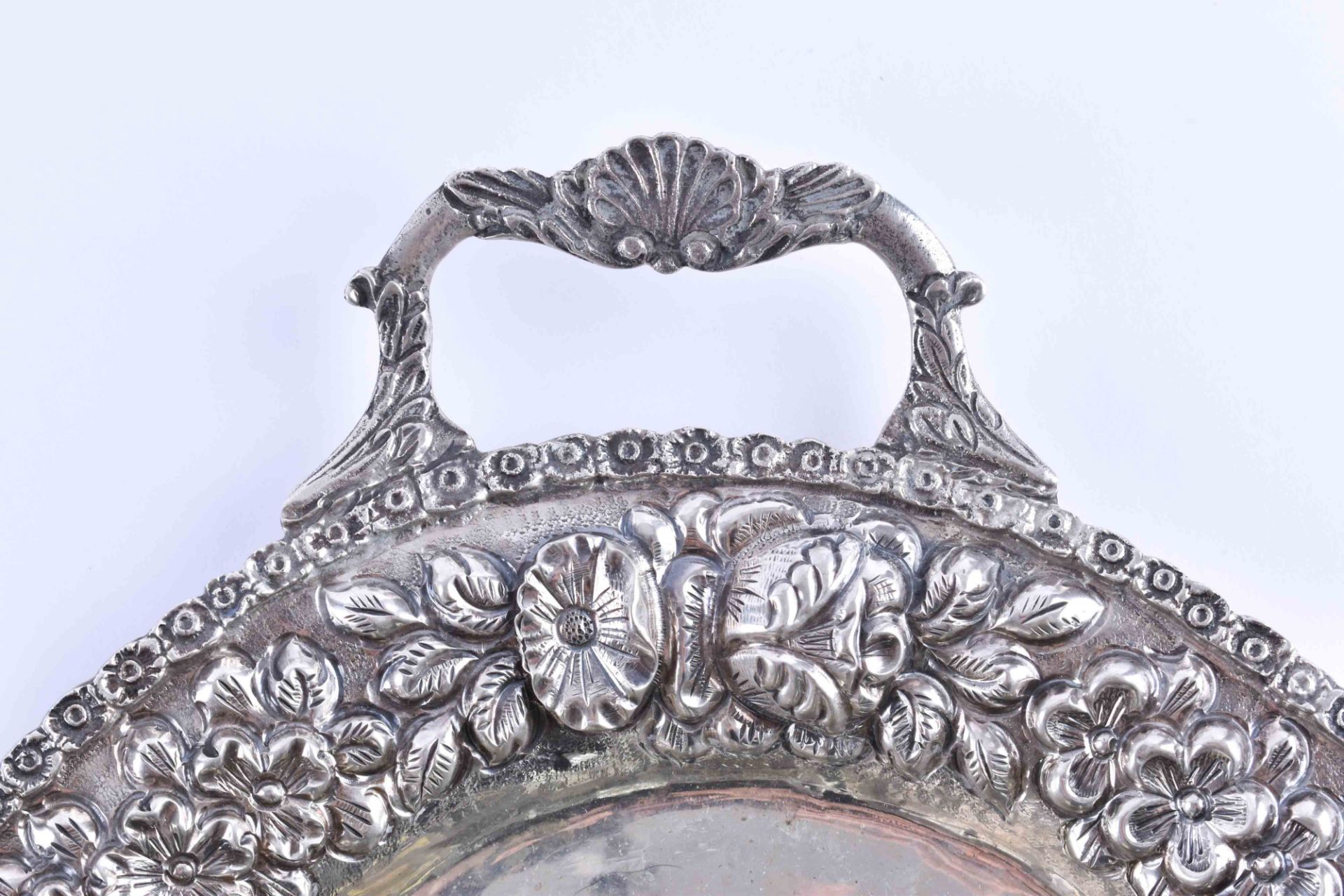 Silber tray900 silver, hallmarked, Arabic hallmark, silver checked, 56.5 cm x 34 cm x 3 cm, total - Bild 3 aus 5