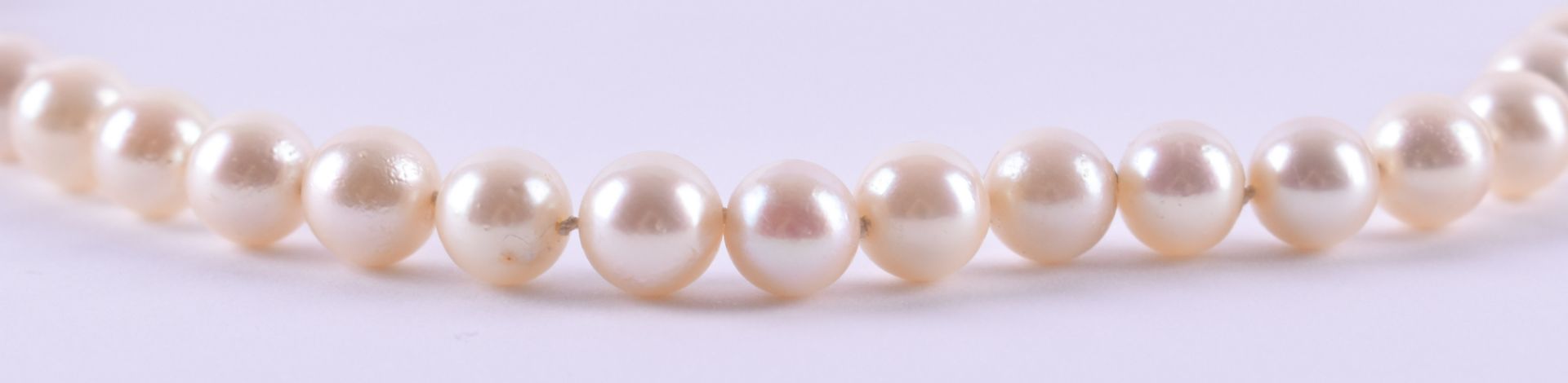 Pearl necklaceballs Ø approx. 5 mm - 7 mm, length: 40 cm, safety clasp 585/000 yellow - Bild 2 aus 3