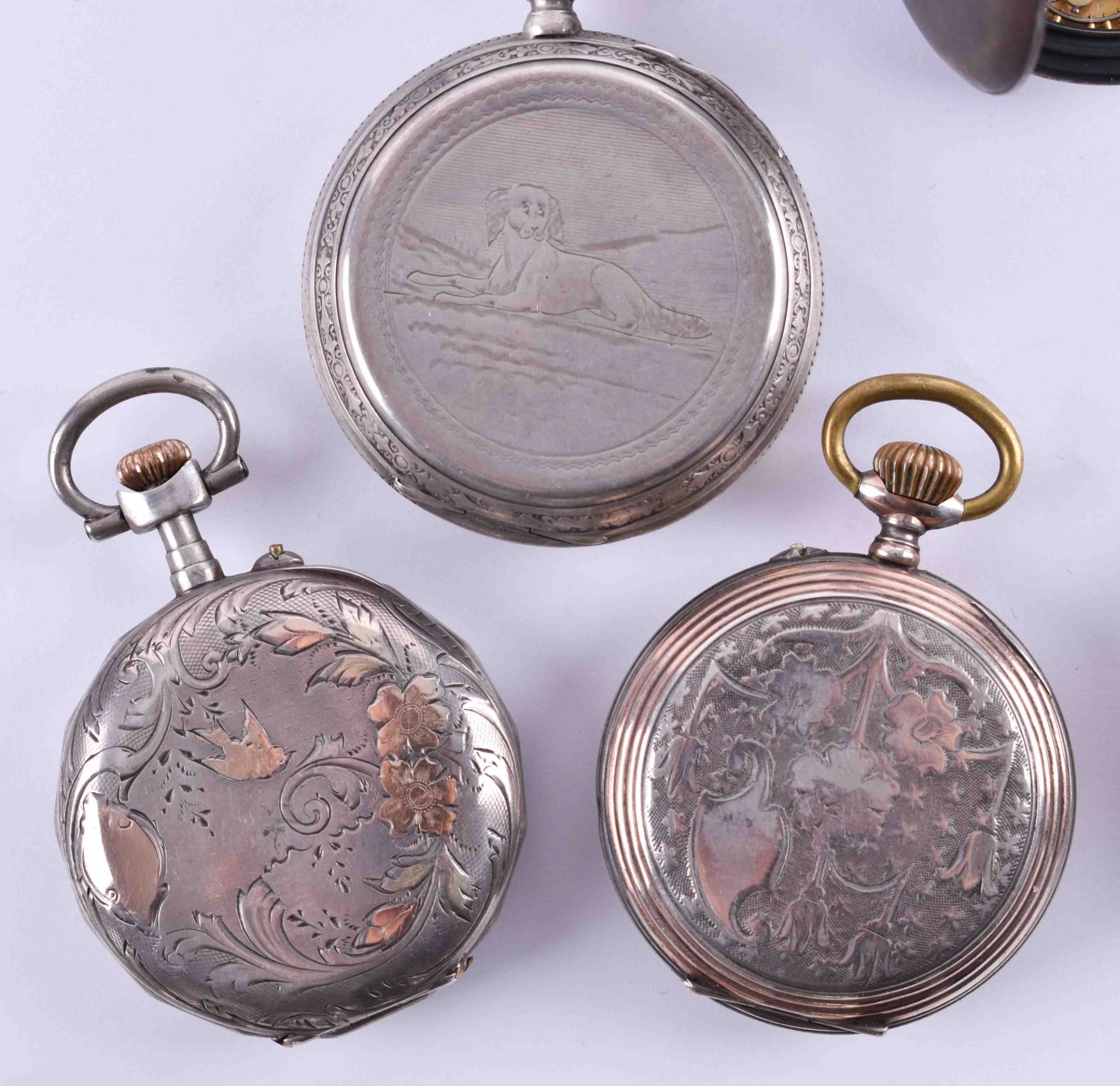 A group of 10 pocket watches5 x silver, mostly defective, 2-3 capsule watchesKonvolut 10 - Bild 6 aus 6