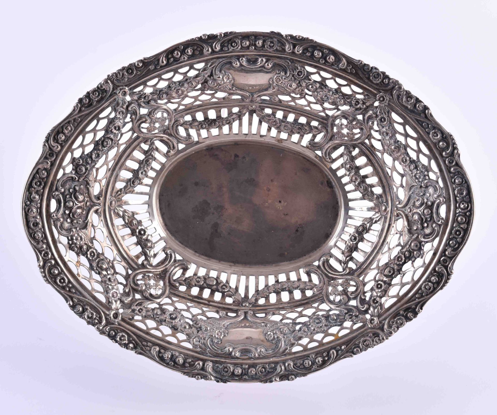 Silver bowl around 1900silver 800/000, under the bottom with dedication, 5 cm x 26 cm x 20.5 cm, - Bild 2 aus 6