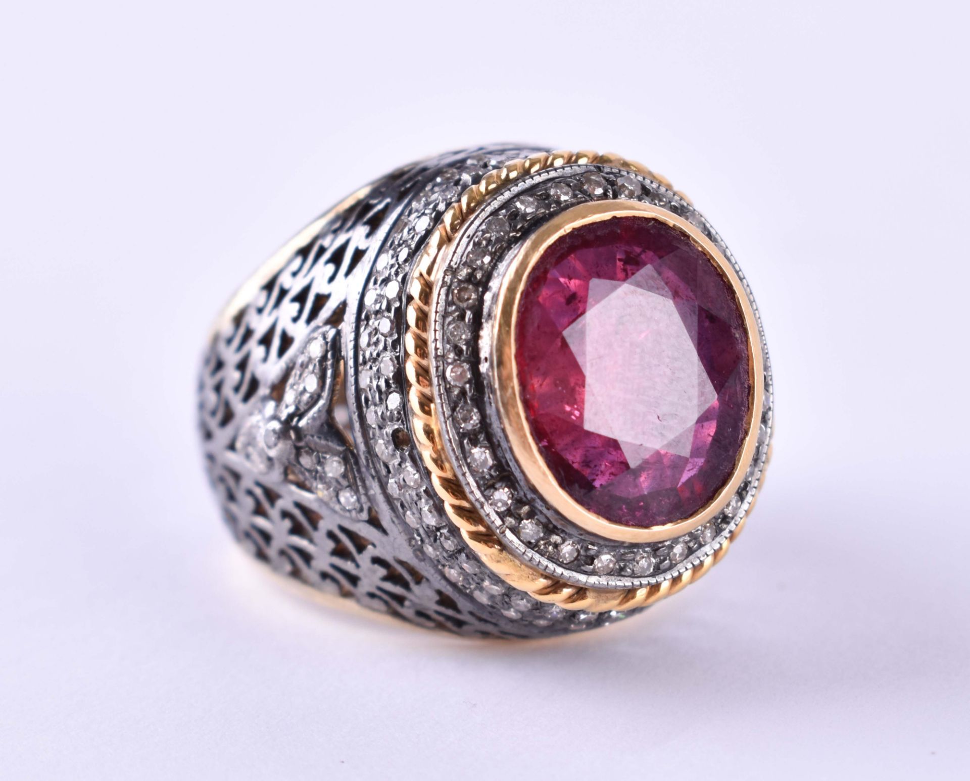 Ruby ring probably Russiayellow gold 56 Zolotnik - 585/000 proofed and silver, set with approx. - Bild 6 aus 6