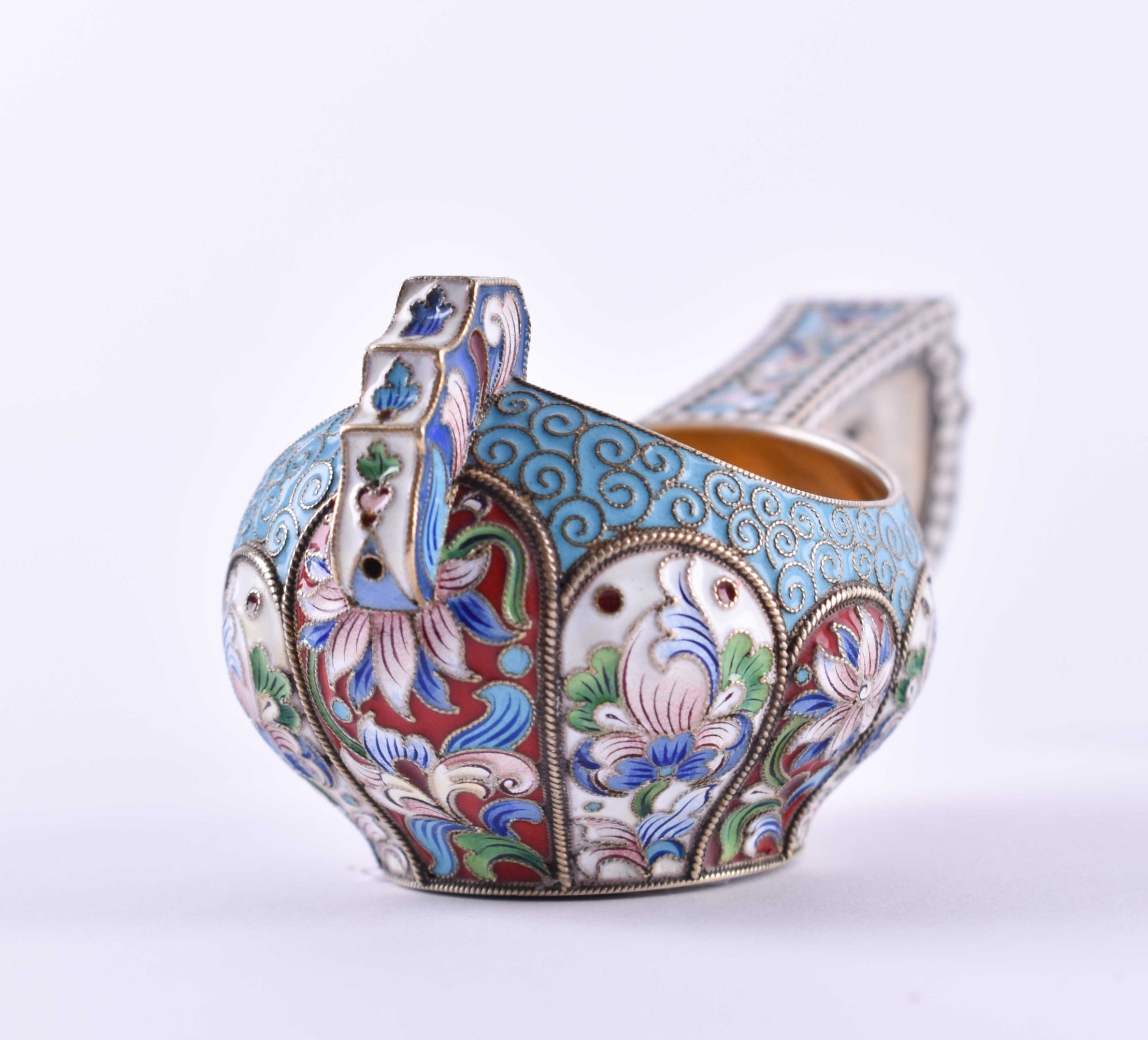 Cloisonné kovsch Russiasilver 84 zolotnik gold-plated, cyrillic master hallmark, approximations 4. - Bild 2 aus 4