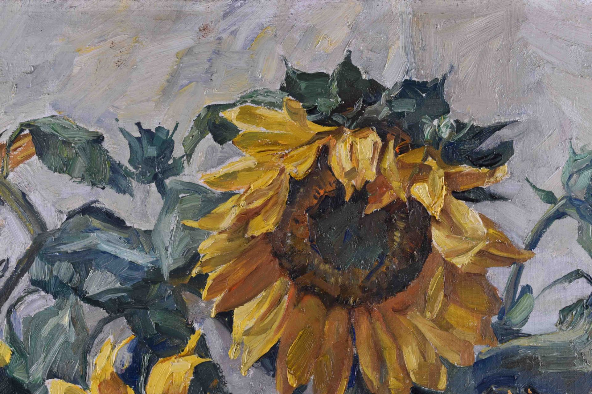 Bruno FLASHAR (1887-1961)"Sunflowers"painting oil / canvas, 85.5 cm x 80.5 cm, framed 103 cm x 97. - Image 5 of 8