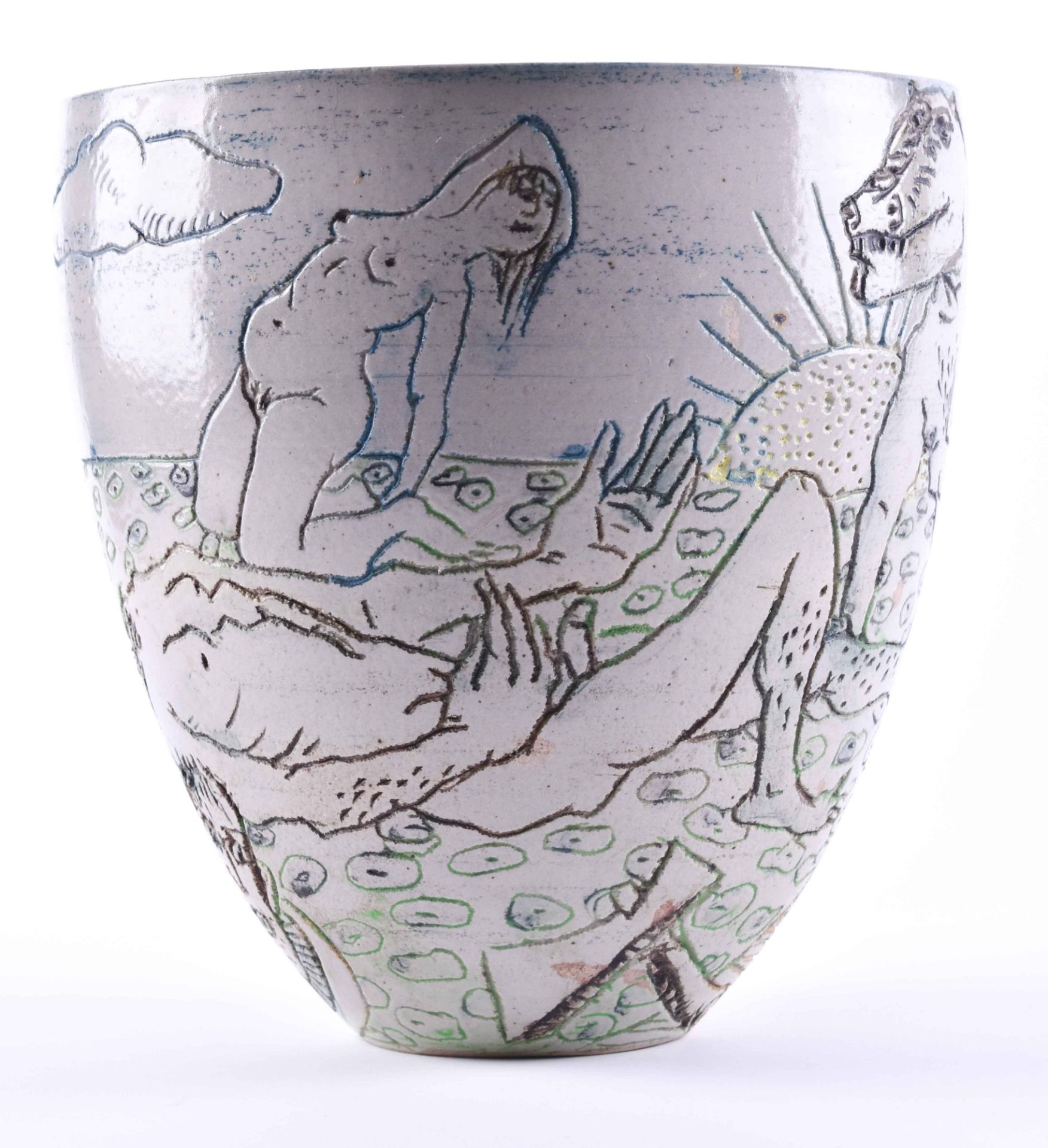 Vase, Jana GRZIMEK (1964)ceramic, all around decorated with incised decoration, signed and dated - Bild 2 aus 5