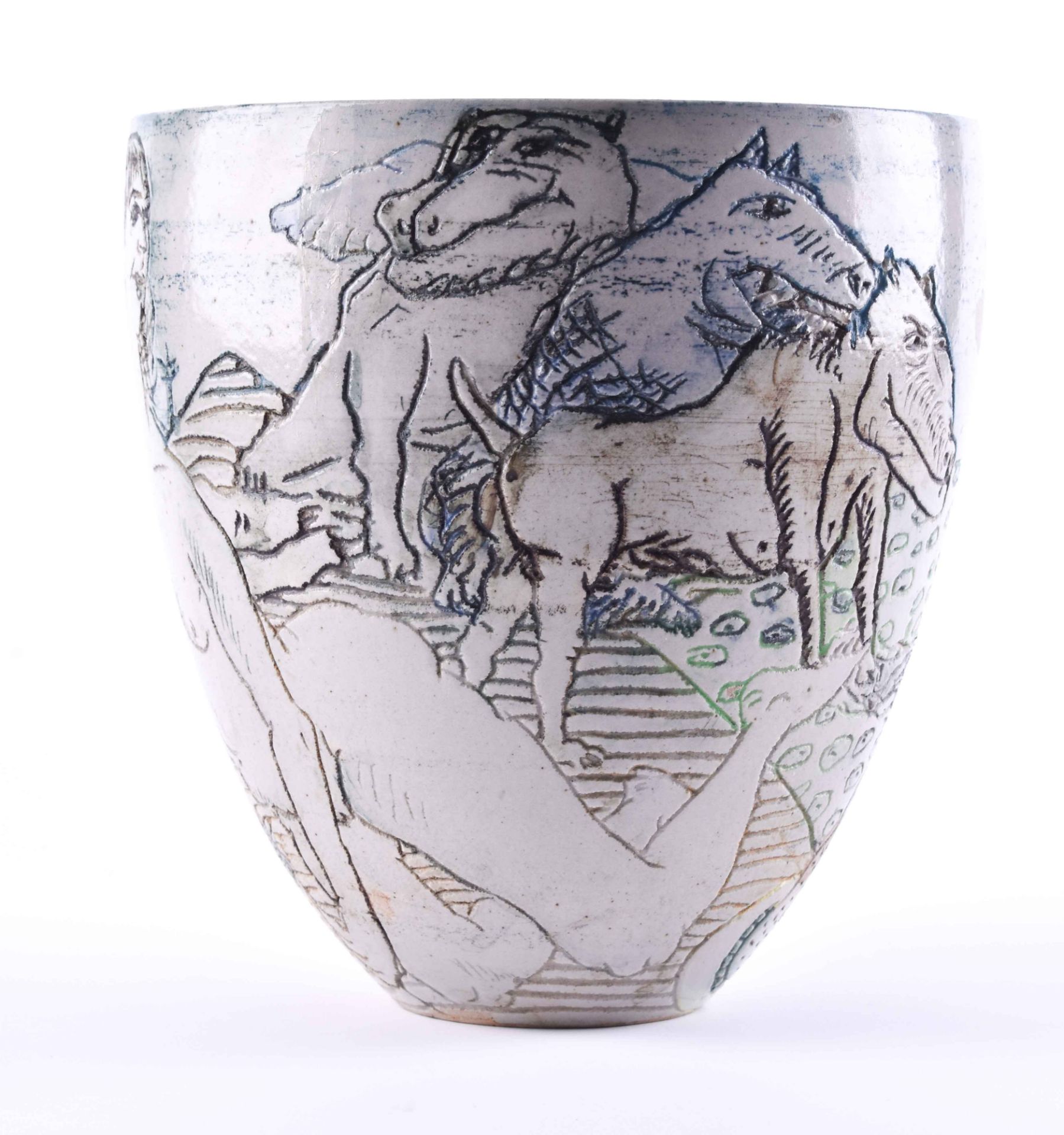 Vase, Jana GRZIMEK (1964)ceramic, all around decorated with incised decoration, signed and dated - Bild 3 aus 5