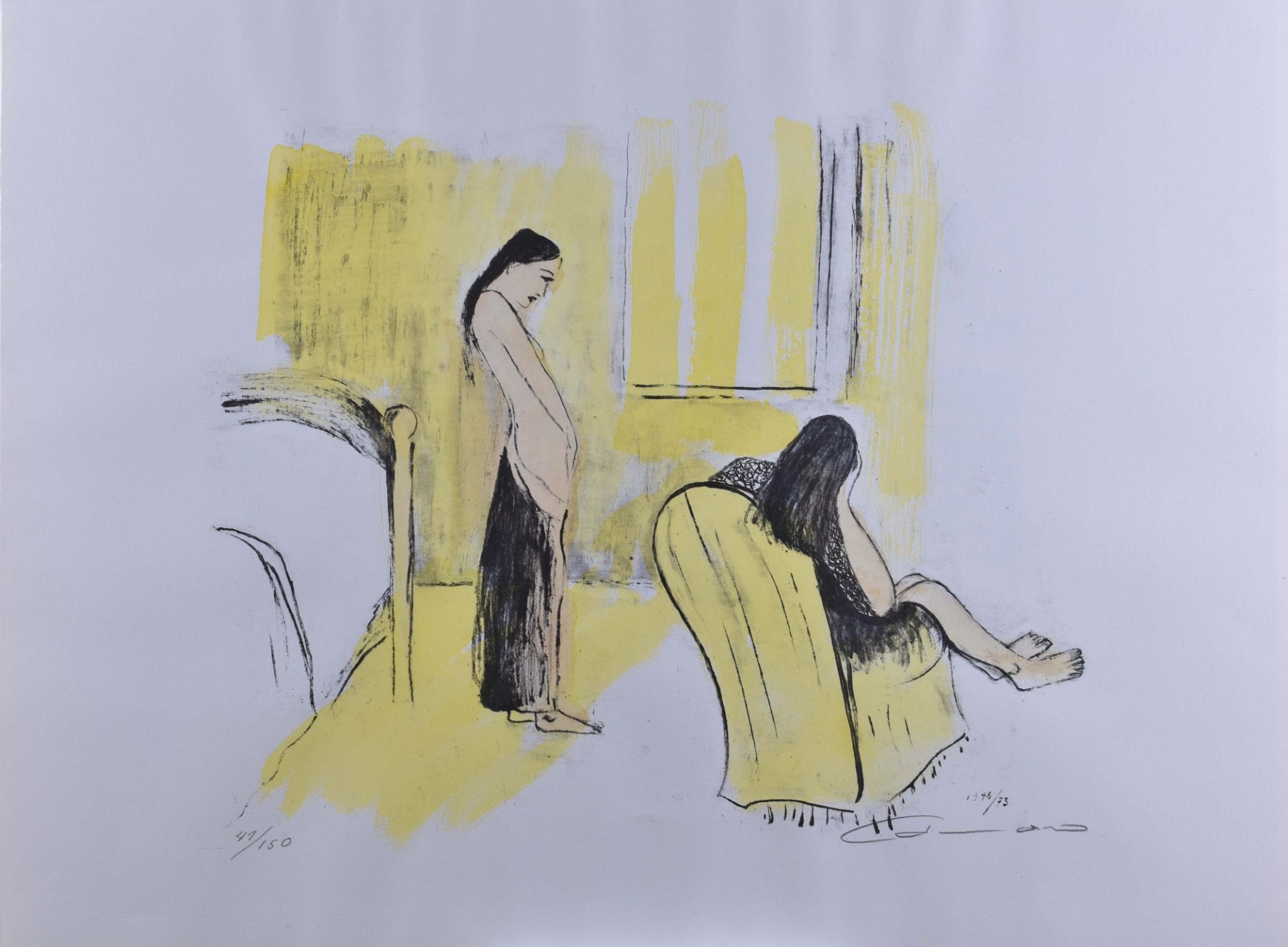 Alexander CAMARO (1901-1992)"Girlfriends"watercolored lithography, sheet size 56 cm x 75 cm,numbered