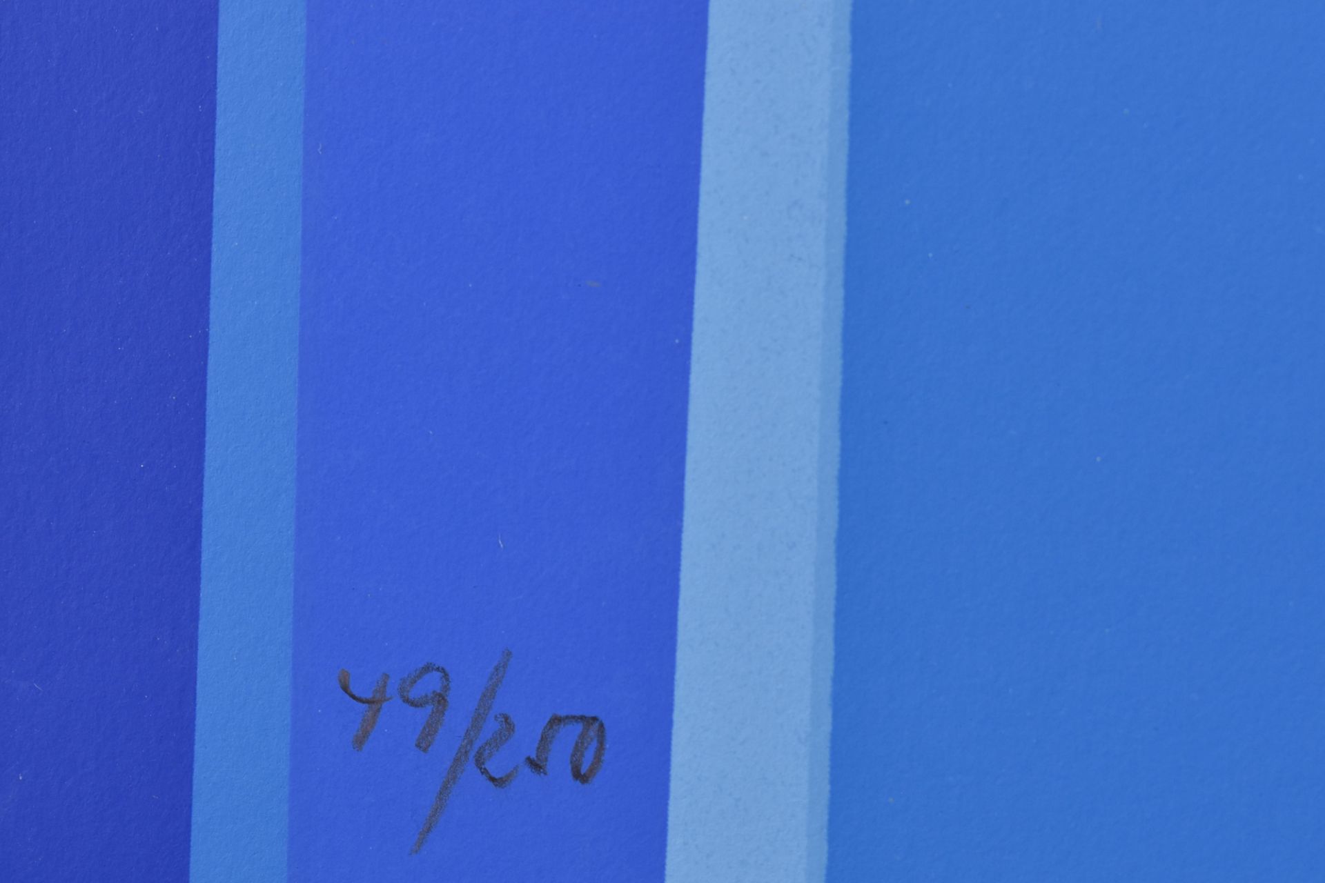 Lothar QUINTE (1923-2000)"Composition of stripes in blue"graphic - color screen print, signed and - Bild 4 aus 5
