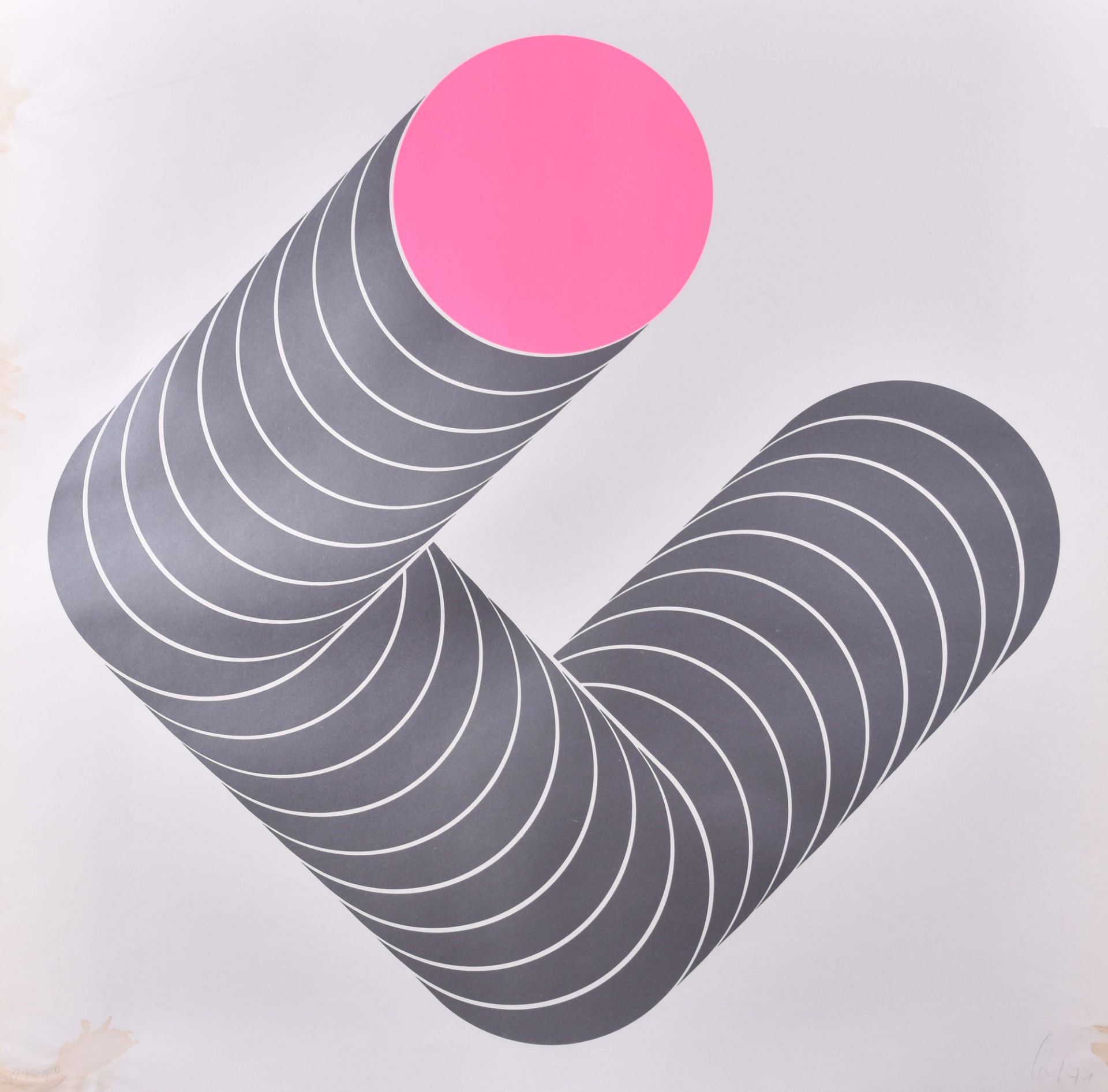 Thomas LENK (1933-2014)"Composition in silver and pink"graphic - color screenprint, handsigned on