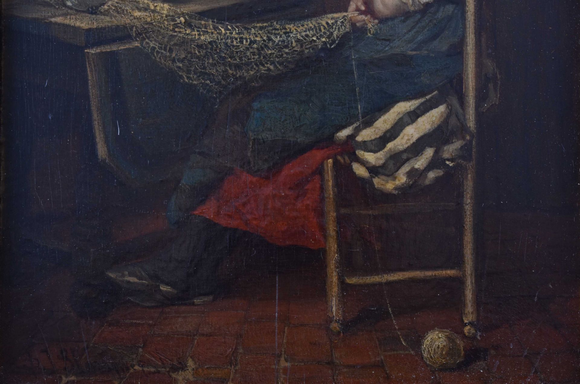 Bernardus Johannes BLOMMERS (1845-1914)"Dreaming young girl"üainting oil / wood, 24.3 cm x 19 cm, - Bild 4 aus 7