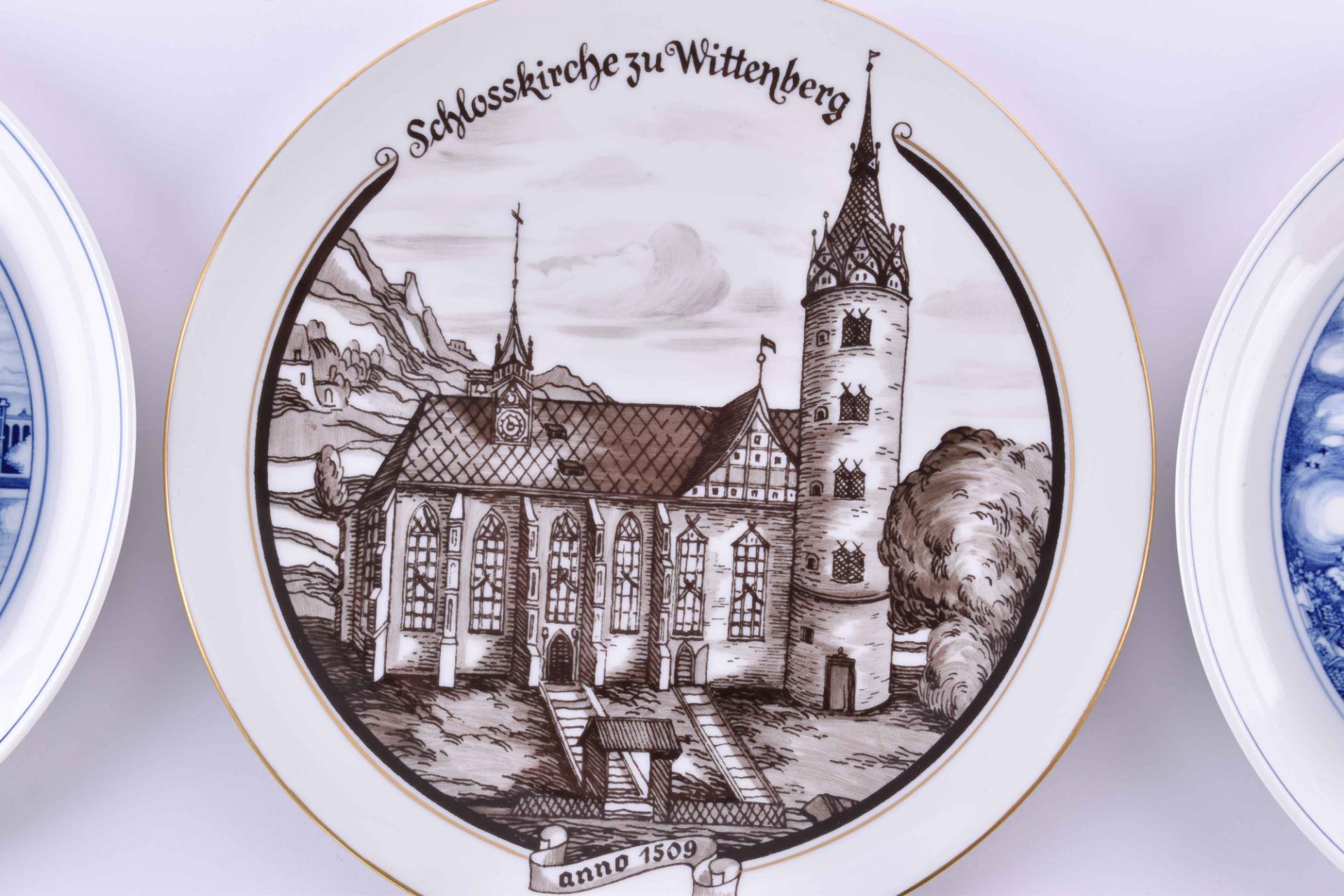 6 wall plates Meißen 1977 - 1983with different motifs, 5x Ø 18 cm, 1x Ø 19 cm, all with suspension - Bild 3 aus 7