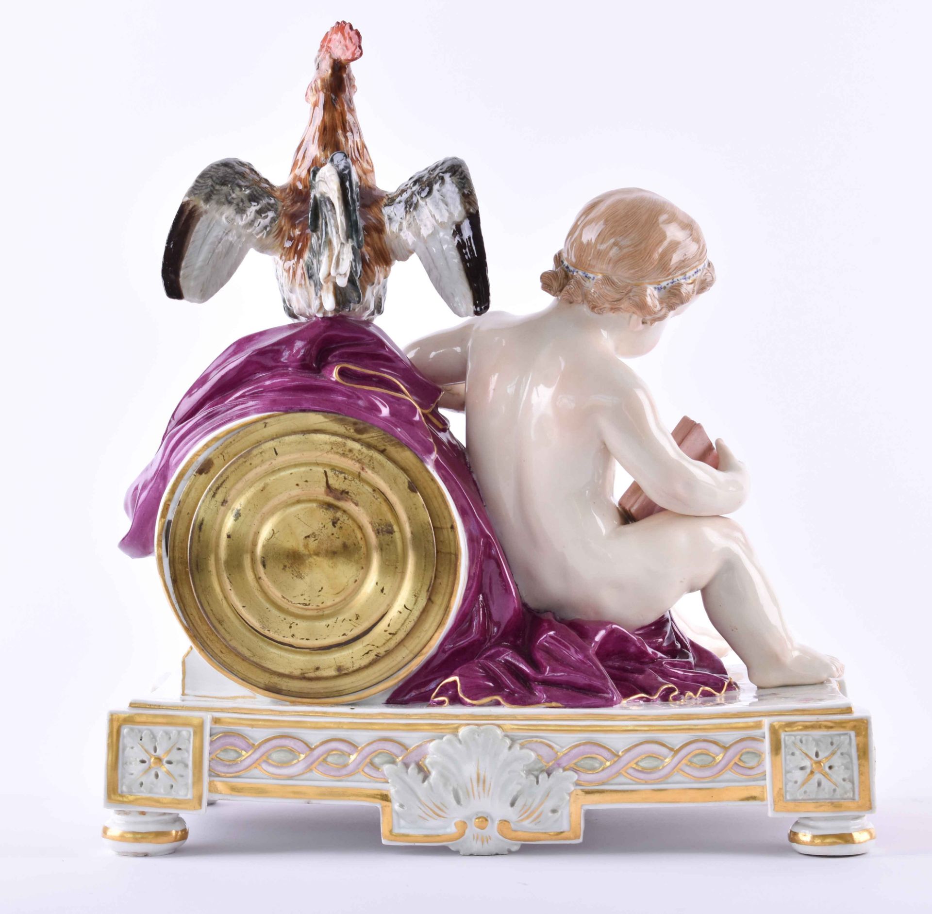 Louis XVI fireplace clock Meissen around 1860house painter, designed by Victor Michel Acier around - Bild 3 aus 7