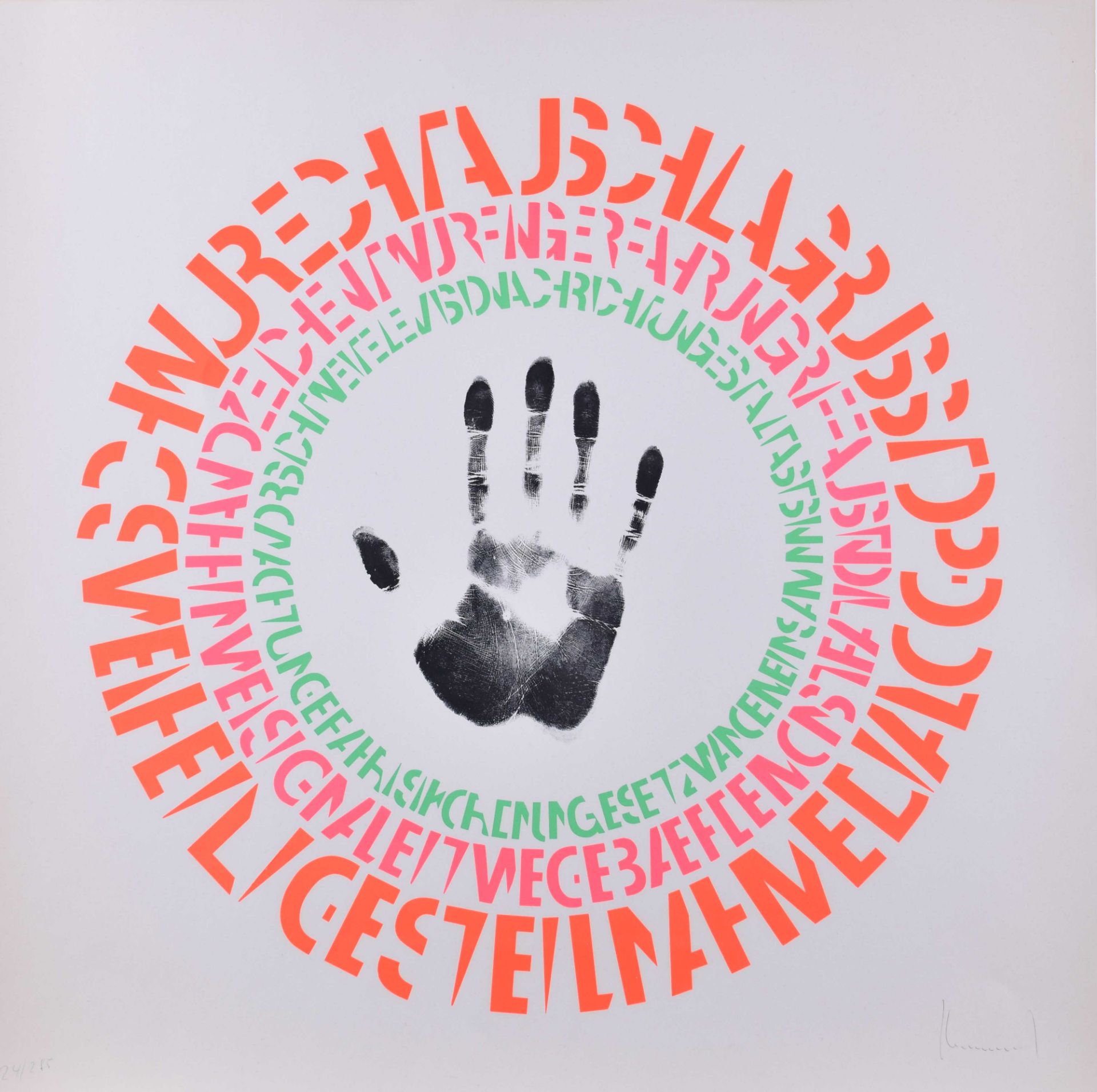 Ferdinand KRIWET (1942-2018)"The hand"graphic - color screenprint, hand signed on the lower right,