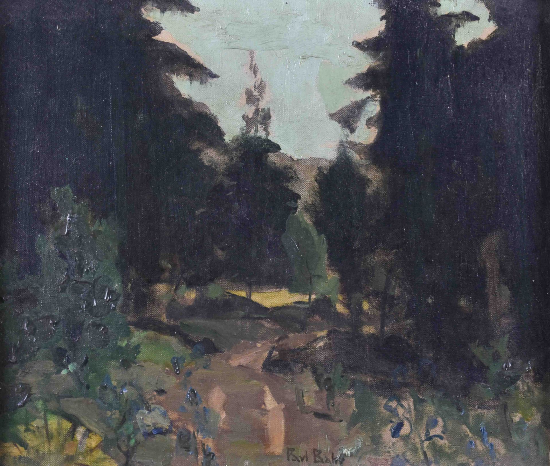 Paul BAHR (1883-1965)"Forest path"painting oil / canvas, framed 30.5 cm x 36 cm, 44 cm x 49 cm