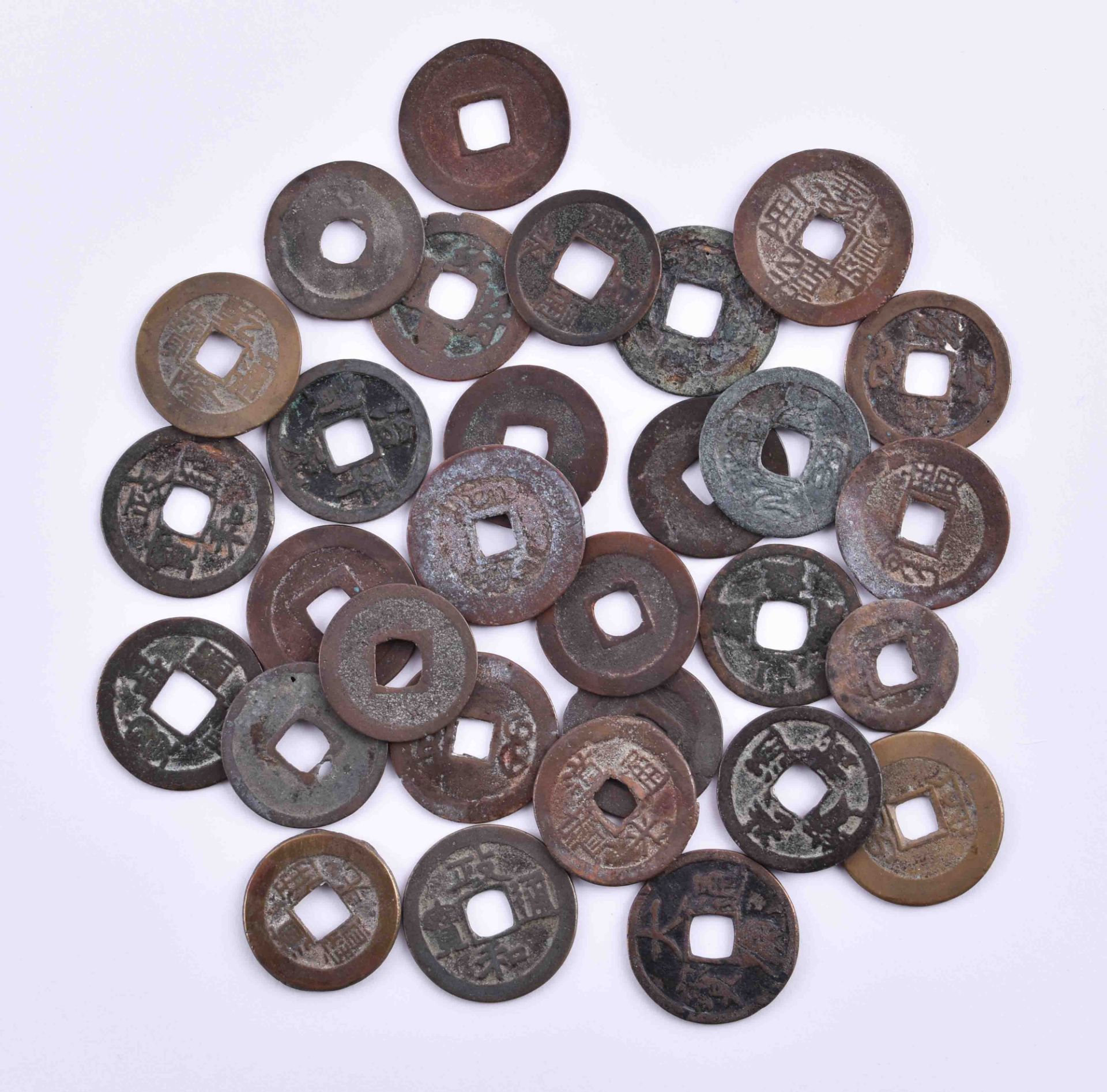 A group of Käsch coinsA group of different Käsch coins with different conditionKonvolut Käsch-