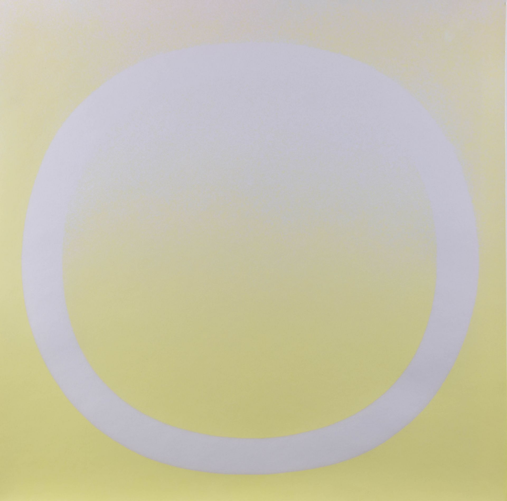 "White ring on yellow"graphic - color screenprint, signed on the backside on the lower right,