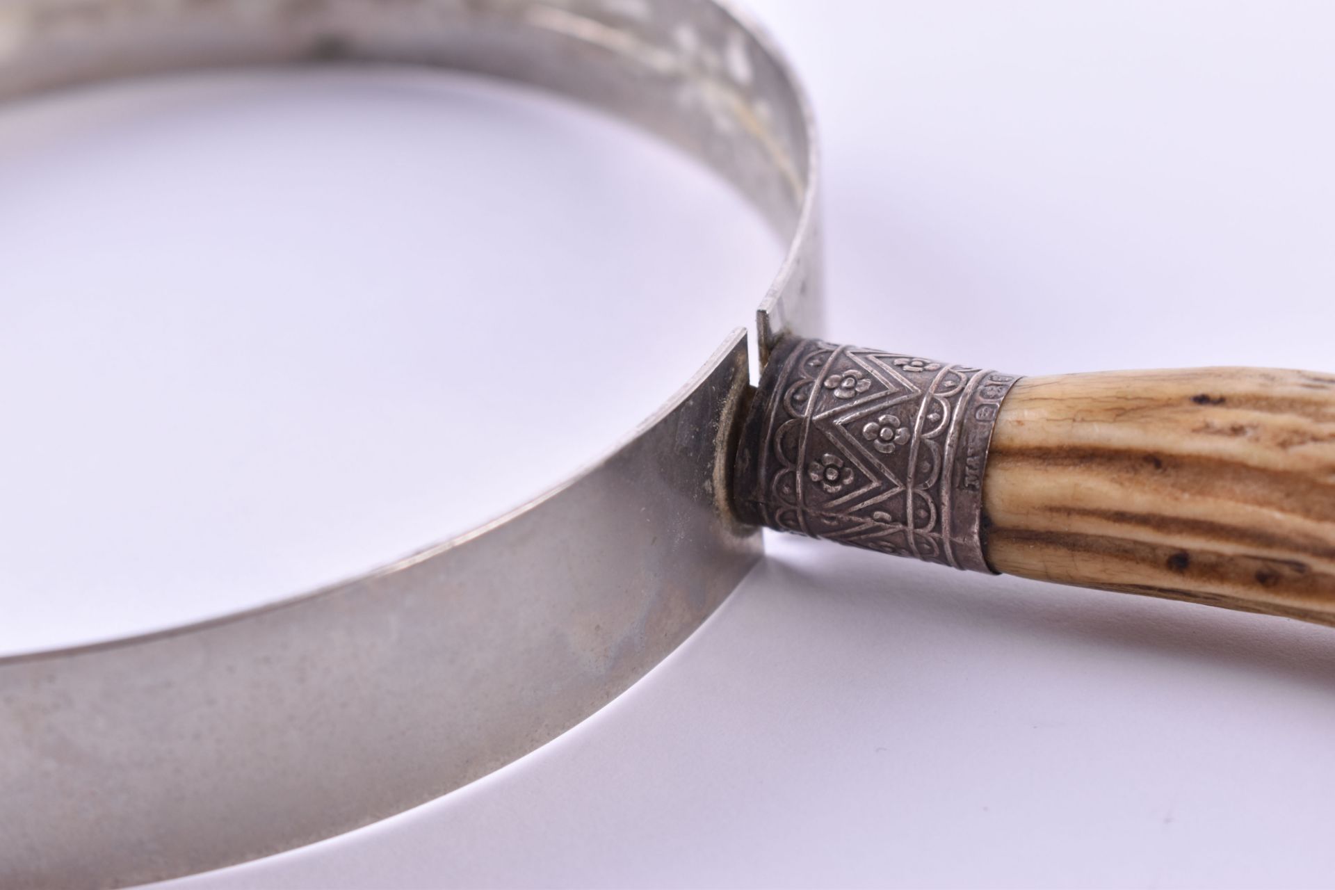 Magnifying glass handledeer antler handle, silver, magnifying ring supplementedLupenstielGriff aus - Bild 3 aus 4