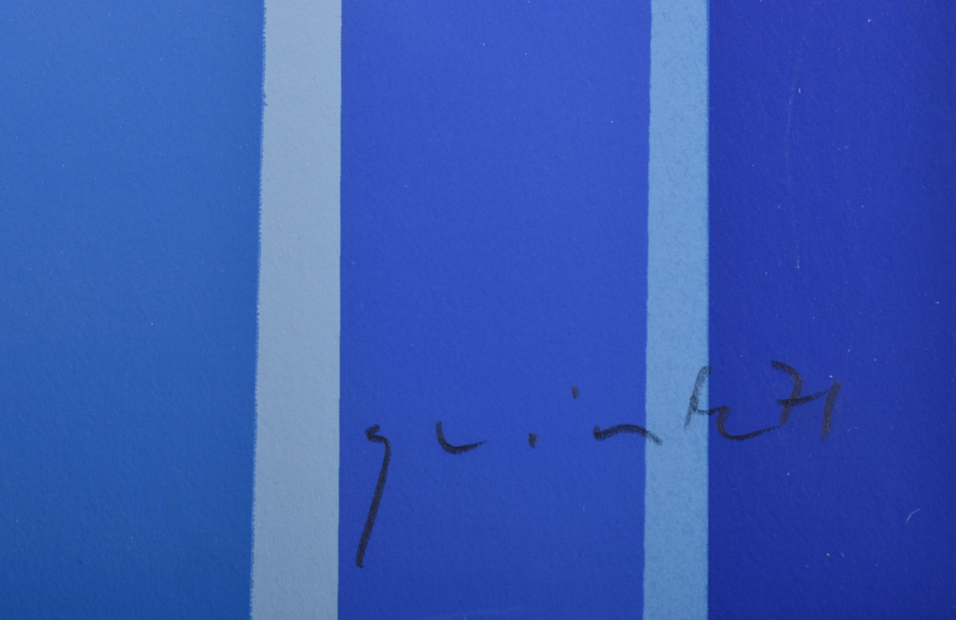 Lothar QUINTE (1923-2000)"Composition of stripes in blue"graphic - color screen print, signed and - Bild 5 aus 5