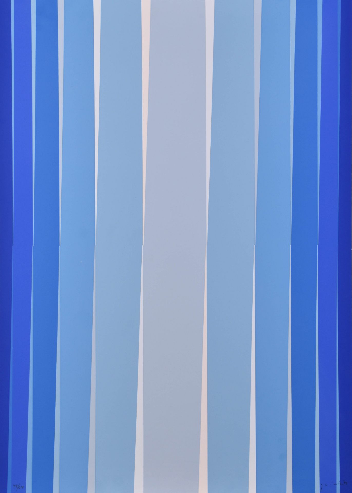 Lothar QUINTE (1923-2000)"Composition of stripes in blue"graphic - color screen print, signed and